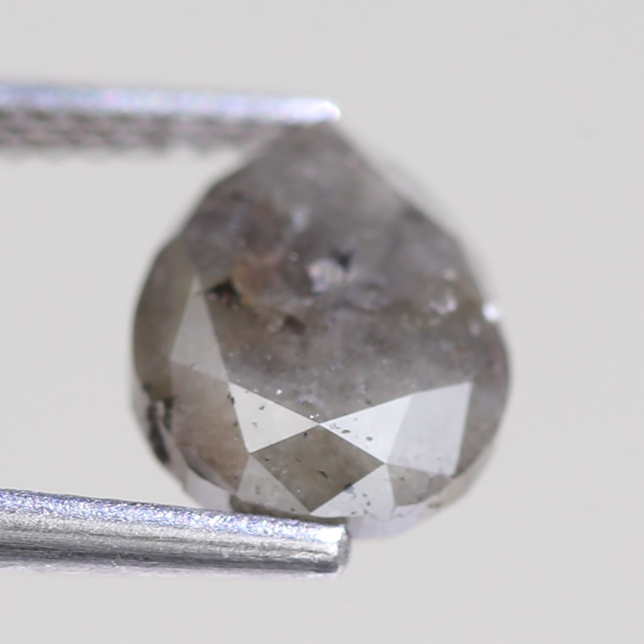 2.86 Carat Natural Pear Cut Gray Salt And Pepper Diamond 9.41 MM