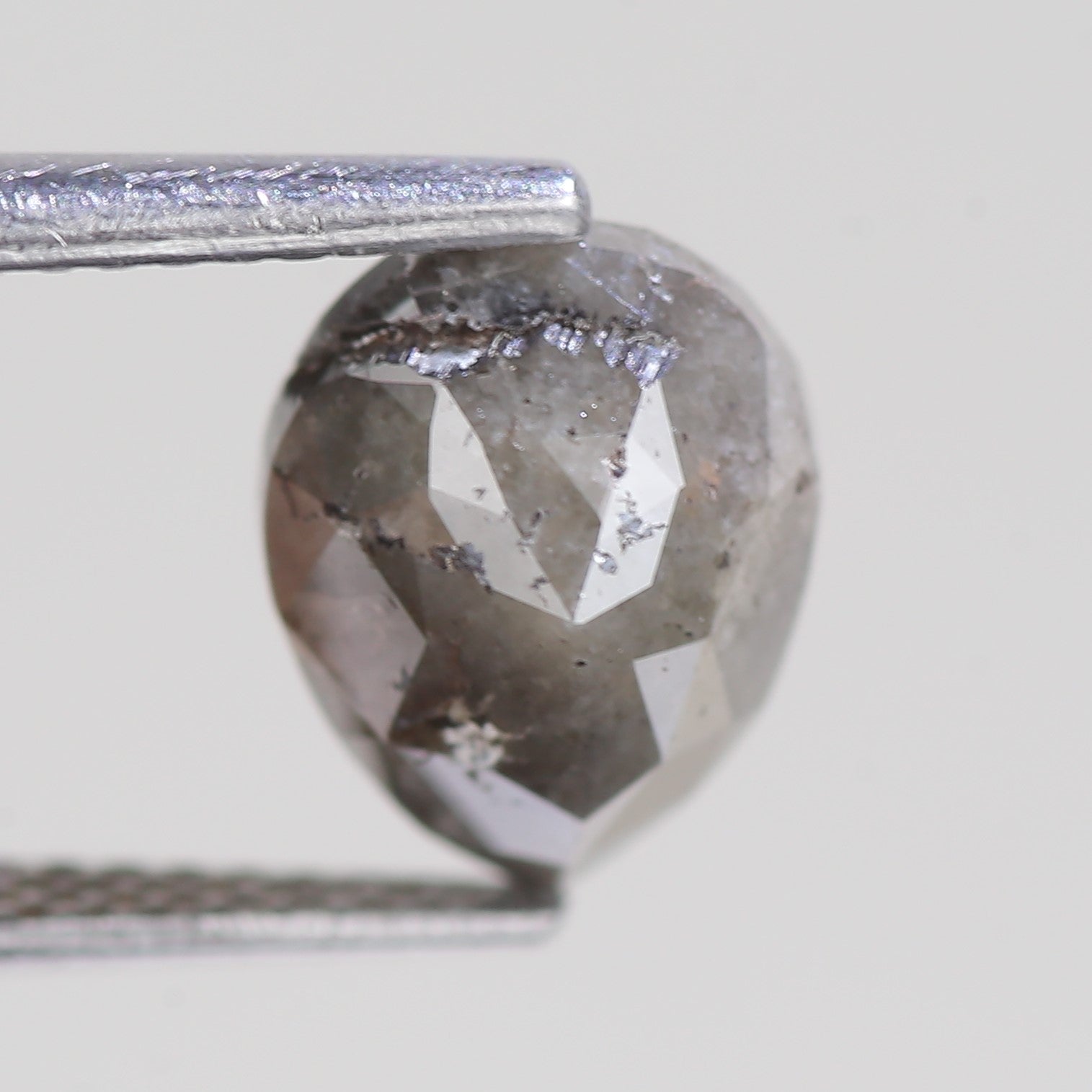 2.86 Carat Natural Pear Cut Gray Salt And Pepper Diamond 9.41 MM