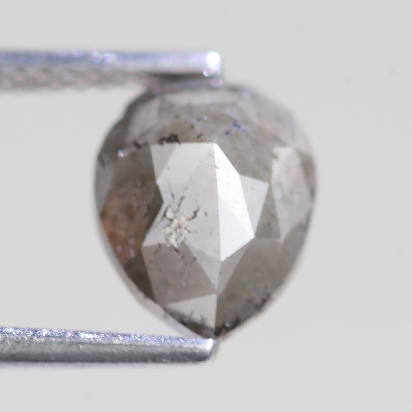 2.86 Carat Natural Pear Cut Gray Salt And Pepper Diamond 9.41 MM