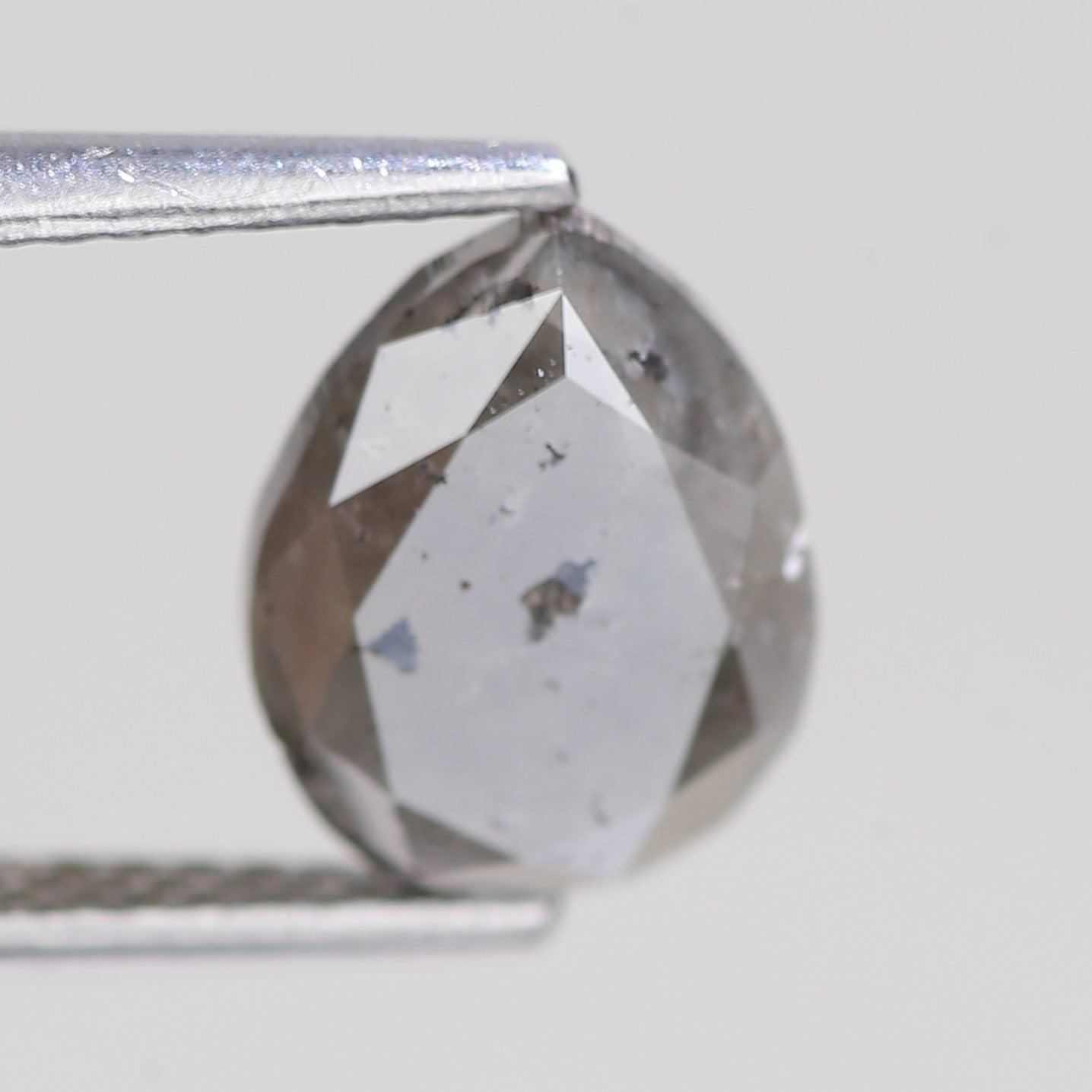 2.86 Carat Natural Pear Cut Gray Salt And Pepper Diamond 9.41 MM