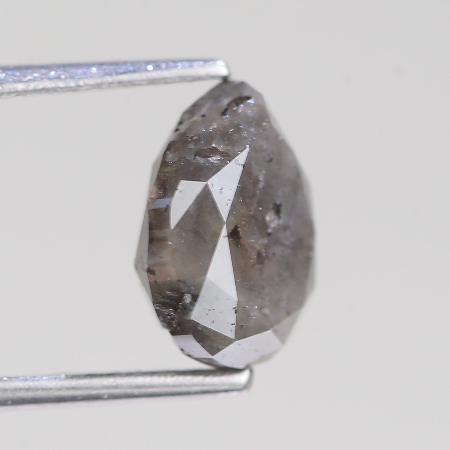2.86 Carat Natural Pear Cut Gray Salt And Pepper Diamond 9.41 MM