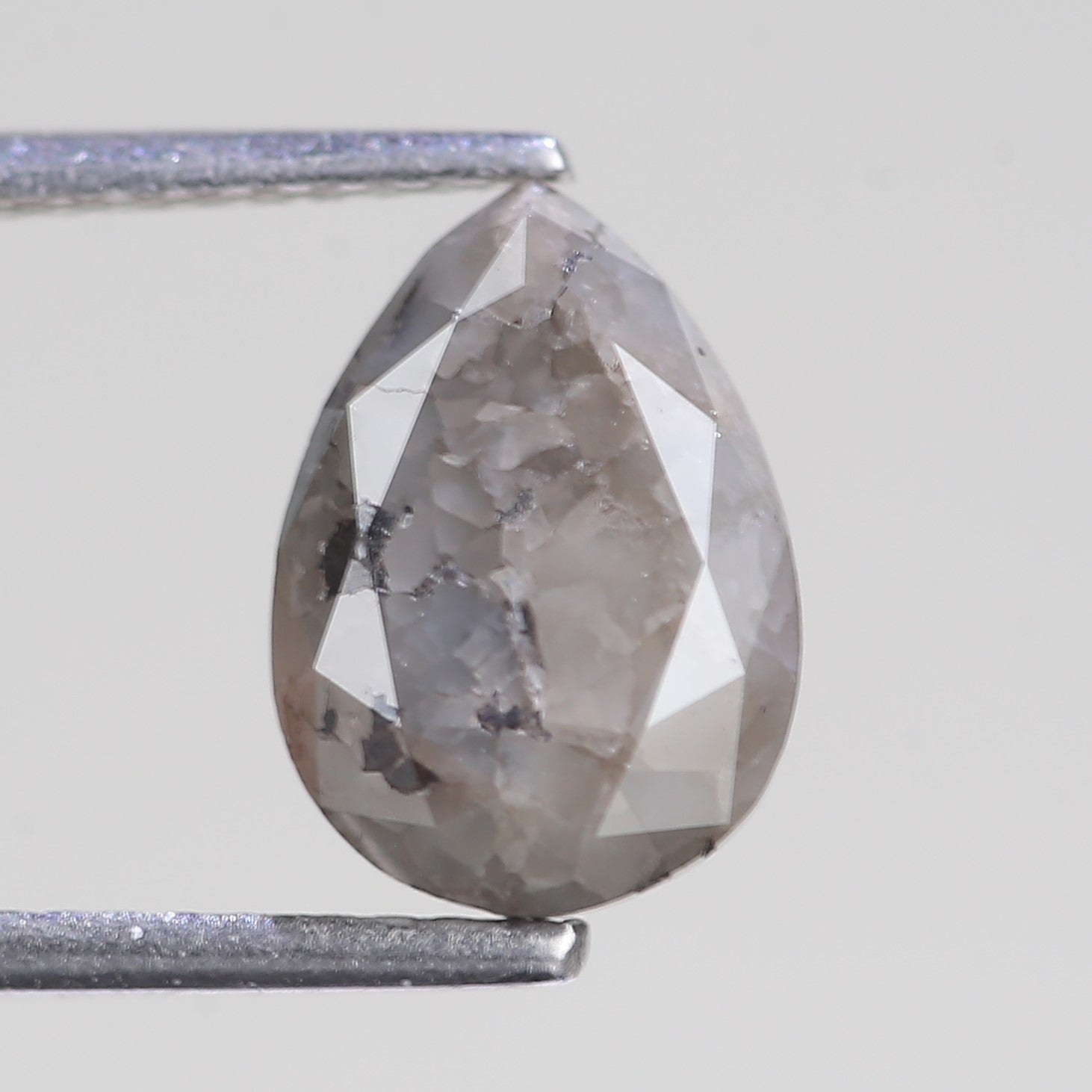 2.40 Carat Natural Salt And Pepper Pear Raw Diamond 10.12 MM