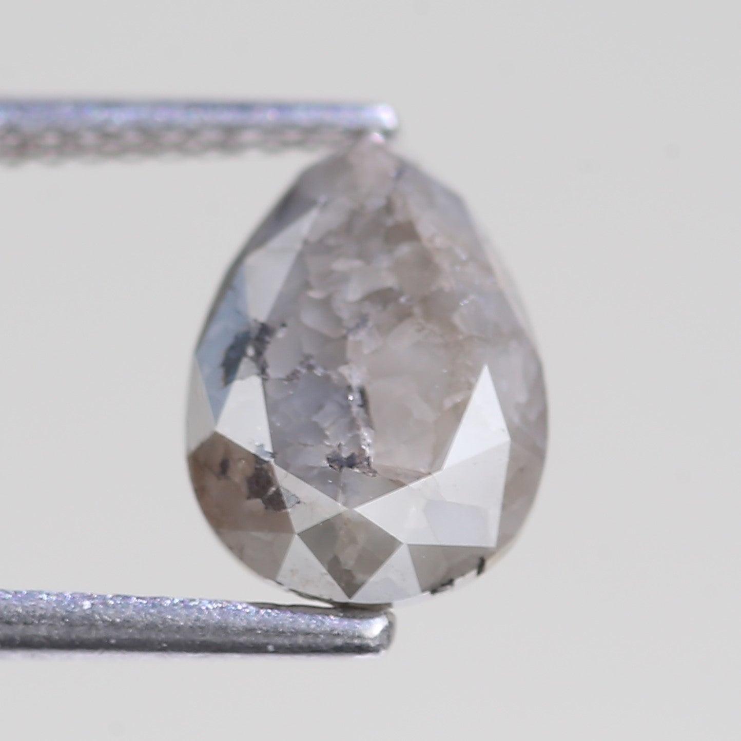 2.40 Carat Natural Salt And Pepper Pear Raw Diamond 10.12 MM