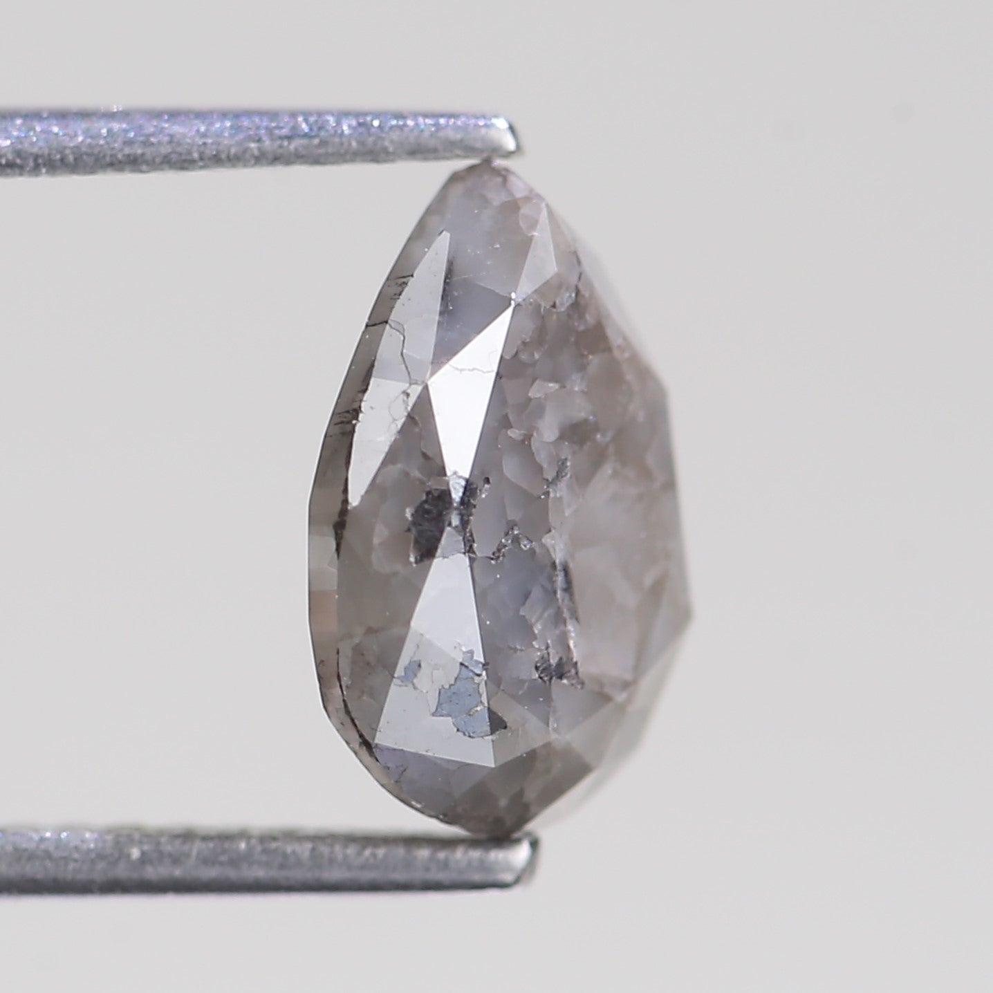 2.40 Carat Natural Salt And Pepper Pear Raw Diamond 10.12 MM