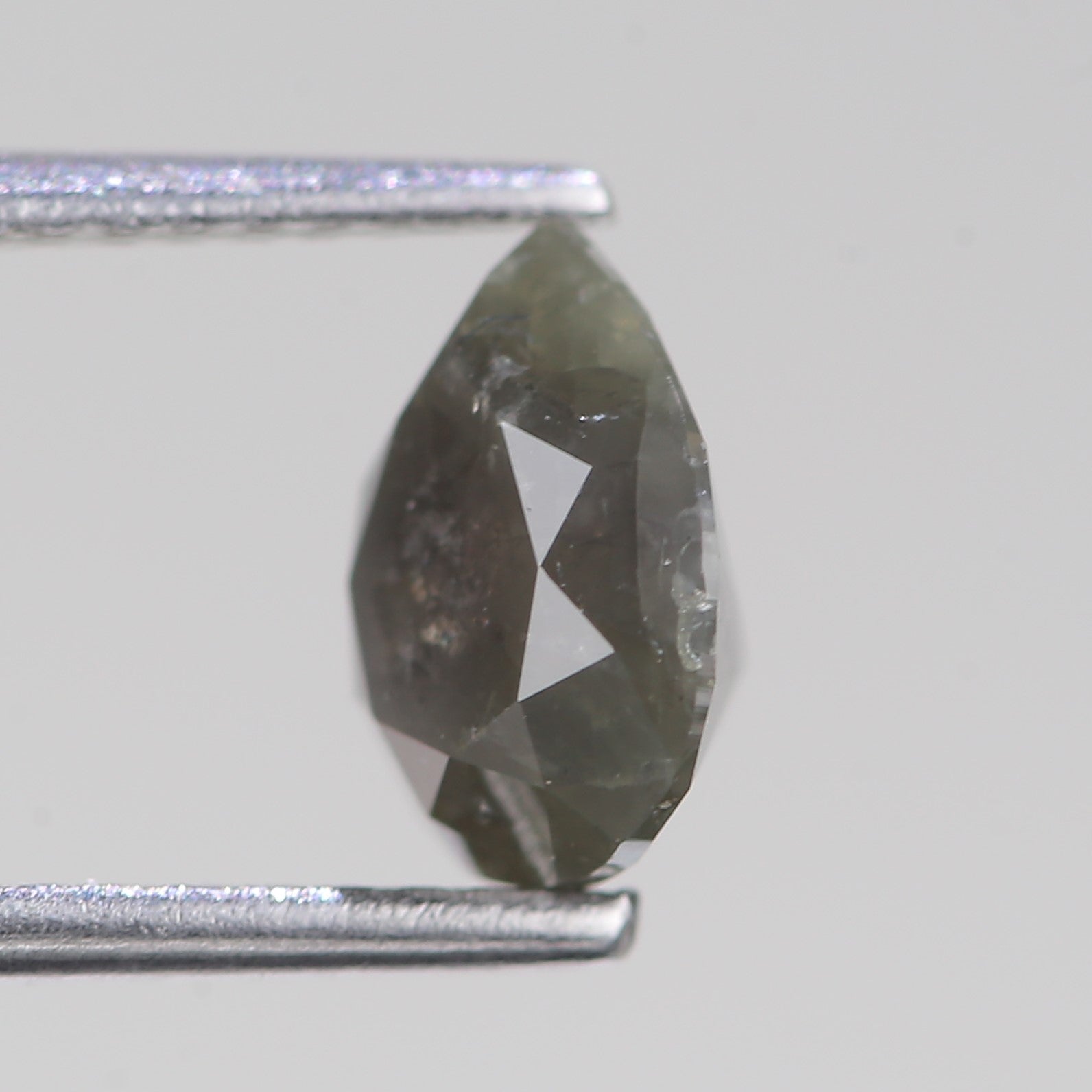 1.32 Carat Natural Salt And Pepper Pear Shape Gray Green Diamond 7.78 MM