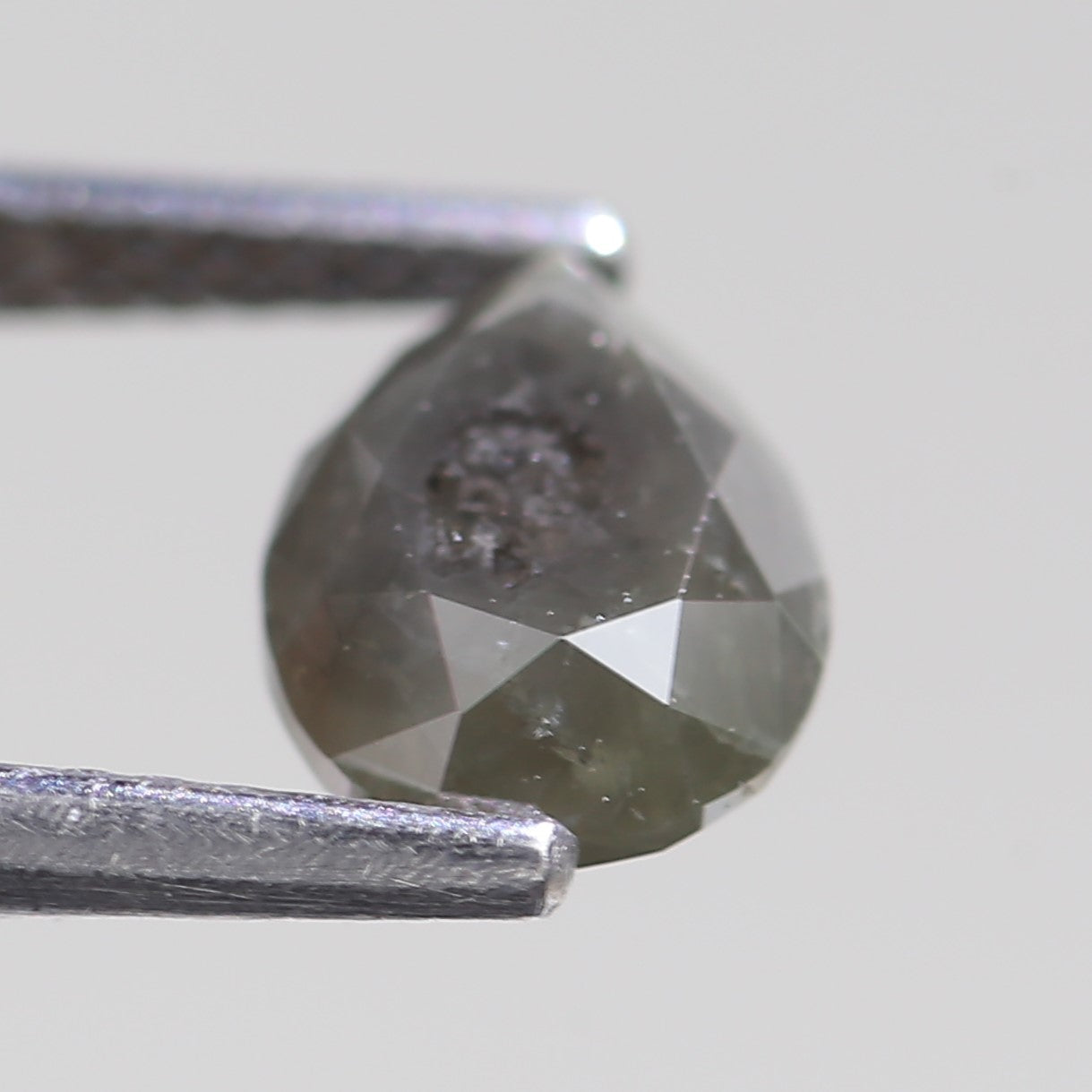 1.32 Carat Natural Salt And Pepper Pear Shape Gray Green Diamond 7.78 MM