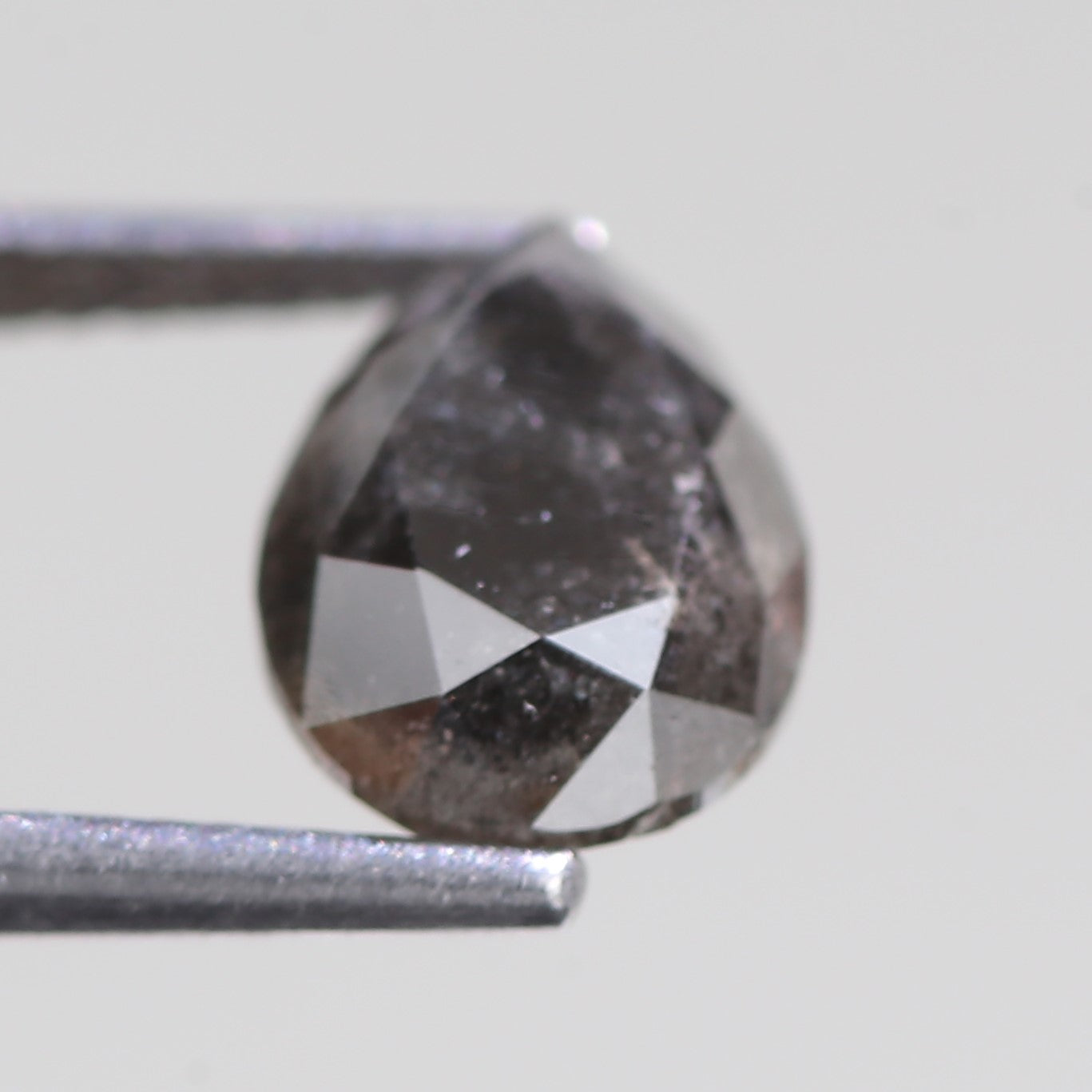 2.81 Carat Natural Salt And Pepper Pear Cut Gray Diamond 9.76 MM