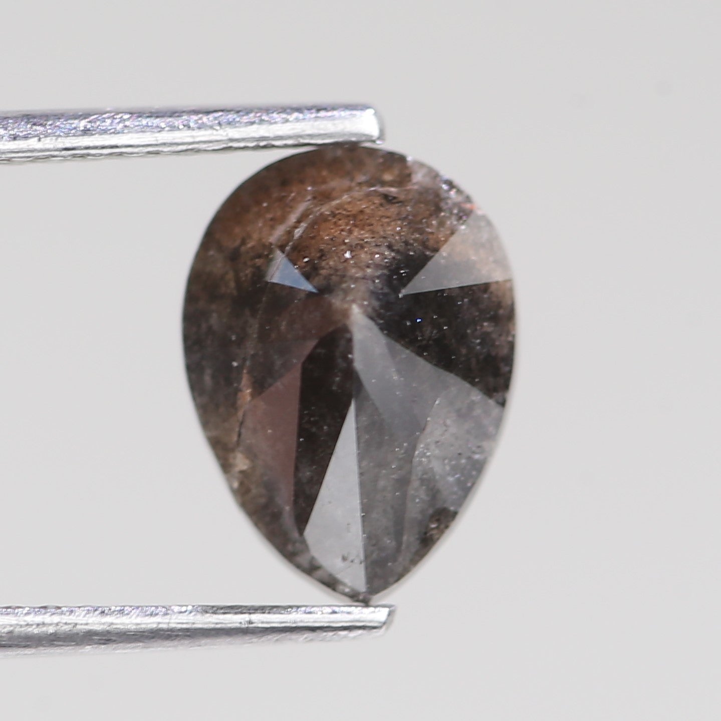 2.81 Carat Natural Salt And Pepper Pear Cut Gray Diamond 9.76 MM