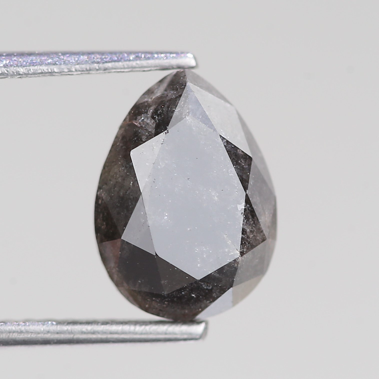 2.81 Carat Natural Salt And Pepper Pear Cut Gray Diamond 9.76 MM