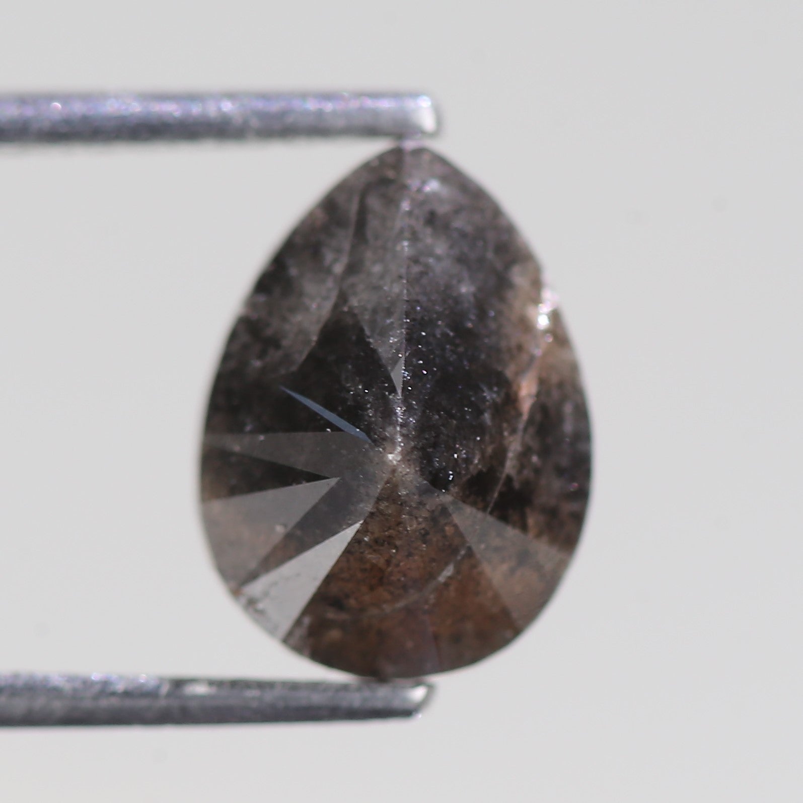 2.81 Carat Natural Salt And Pepper Pear Cut Gray Diamond 9.76 MM