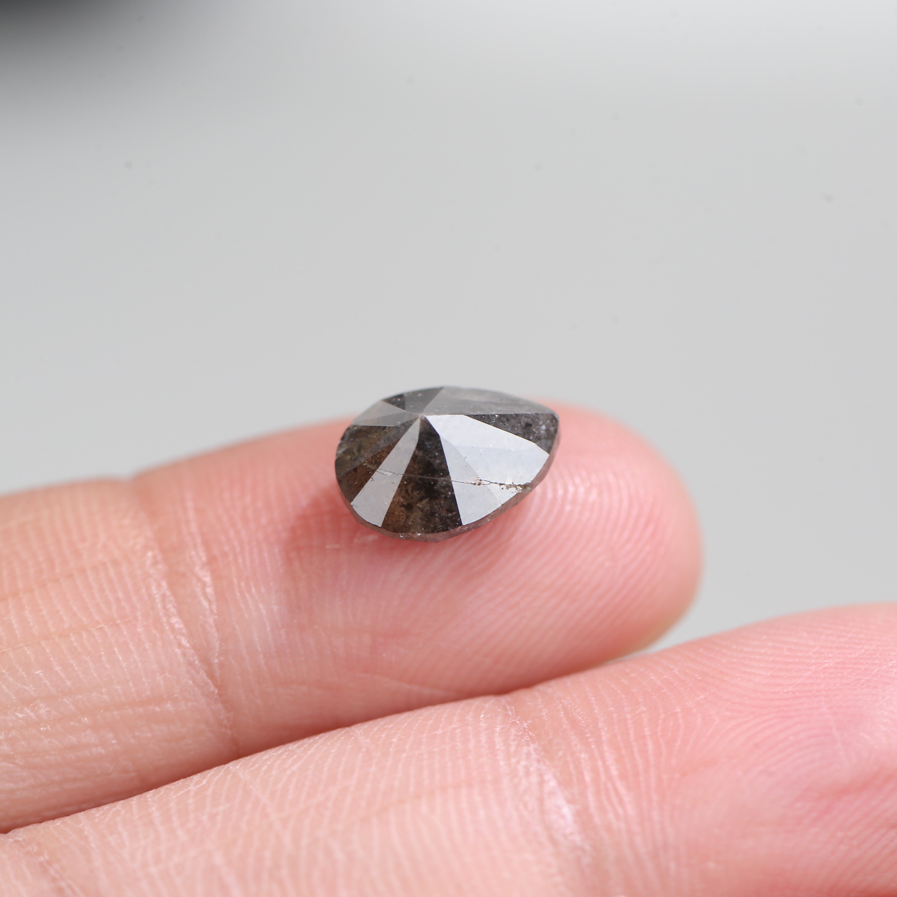 2.81 Carat Natural Salt And Pepper Pear Cut Gray Diamond 9.76 MM