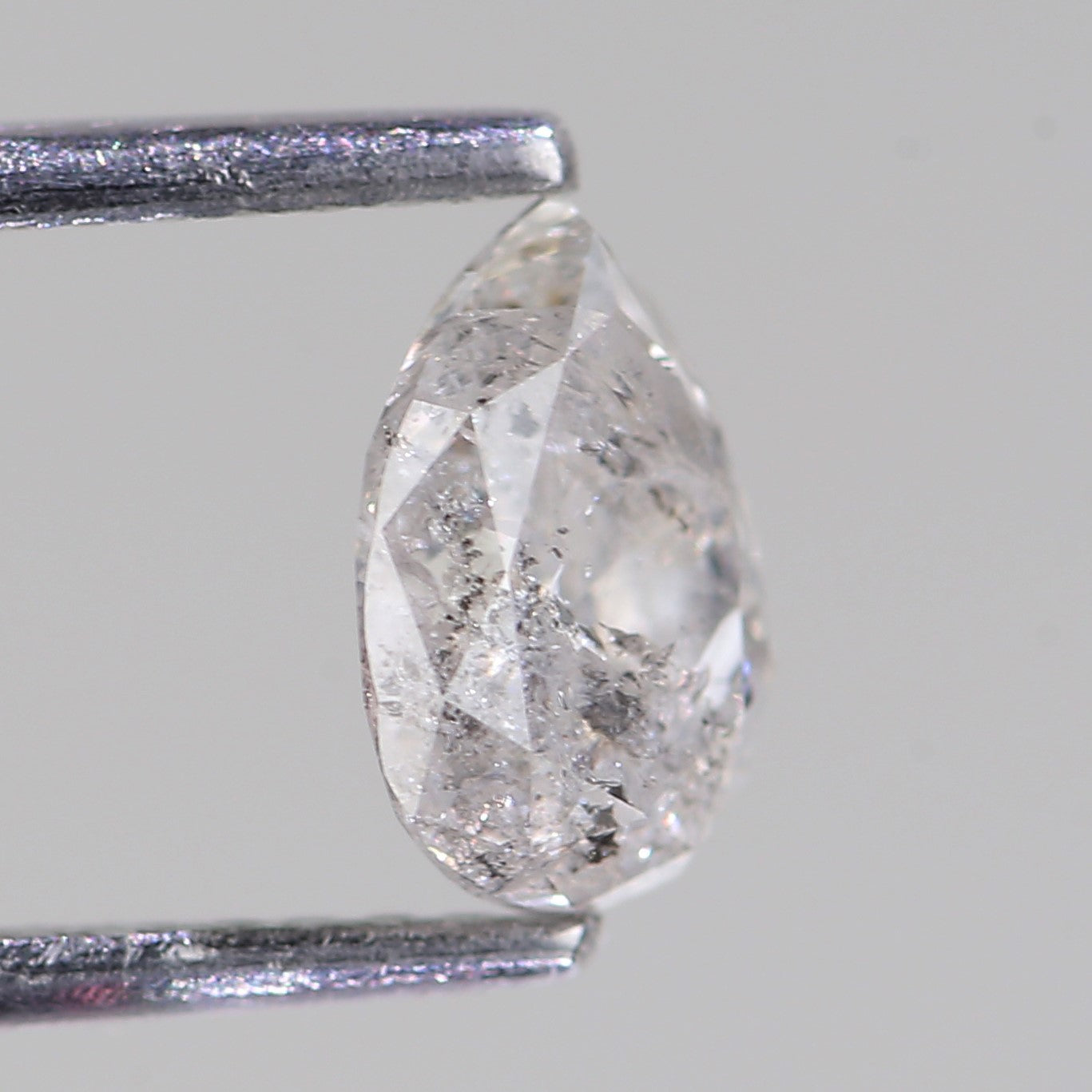 0.92 Carat Natural Salt And Pepper Diamond Pear Icy Grey Diamond