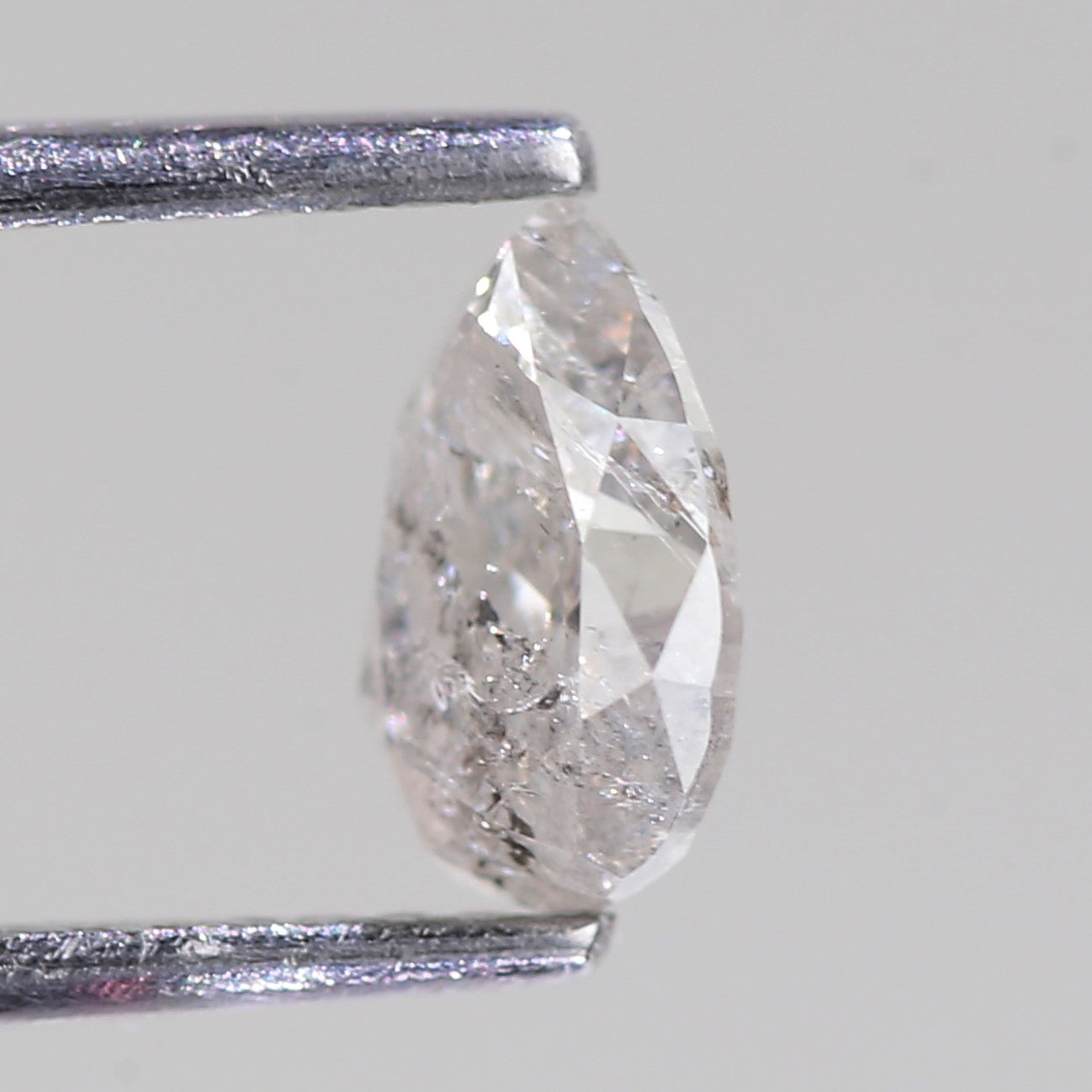 0.92 Carat Natural Salt And Pepper Diamond Pear Icy Grey Diamond