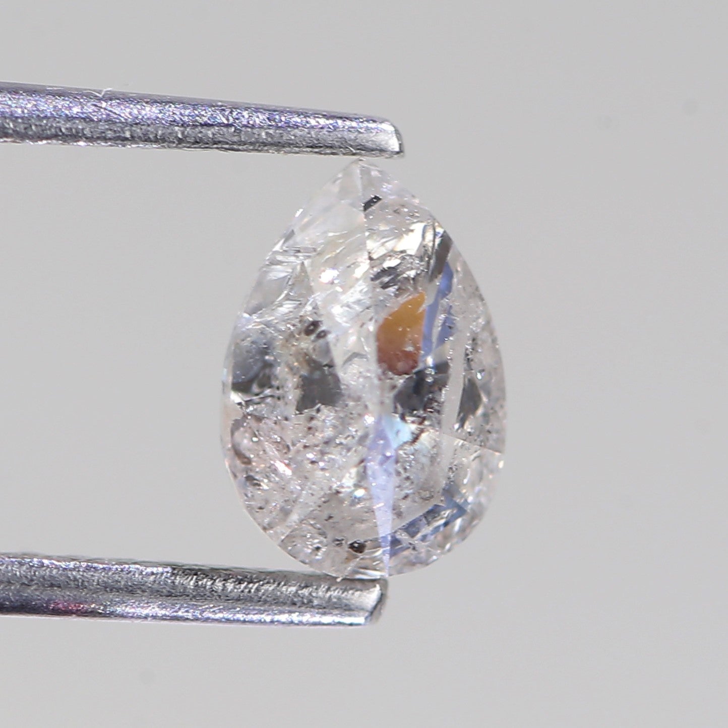 0.92 Carat Natural Salt And Pepper Diamond Pear Icy Grey Diamond