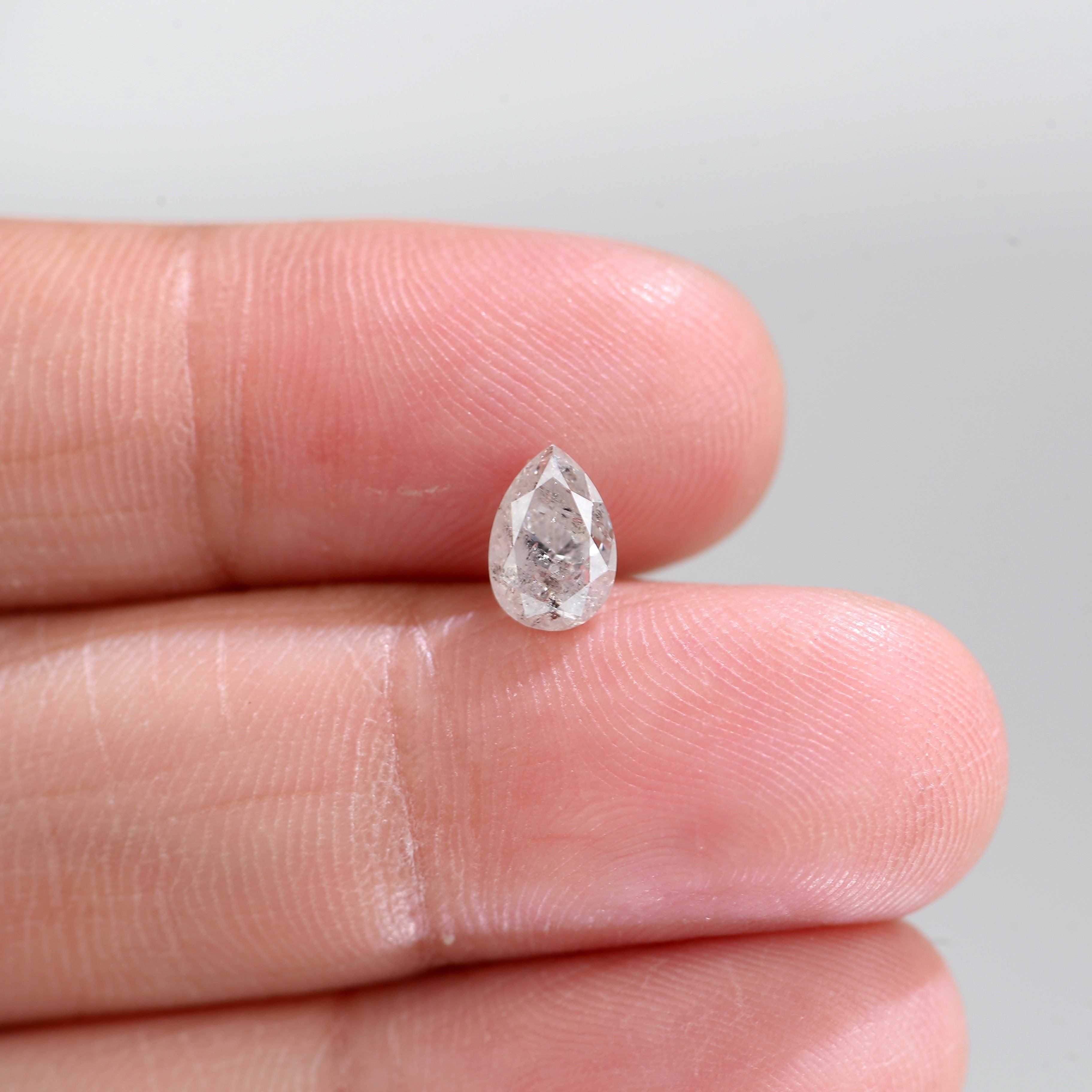 0.92 Carat Natural Salt And Pepper Diamond Pear Icy Grey Diamond