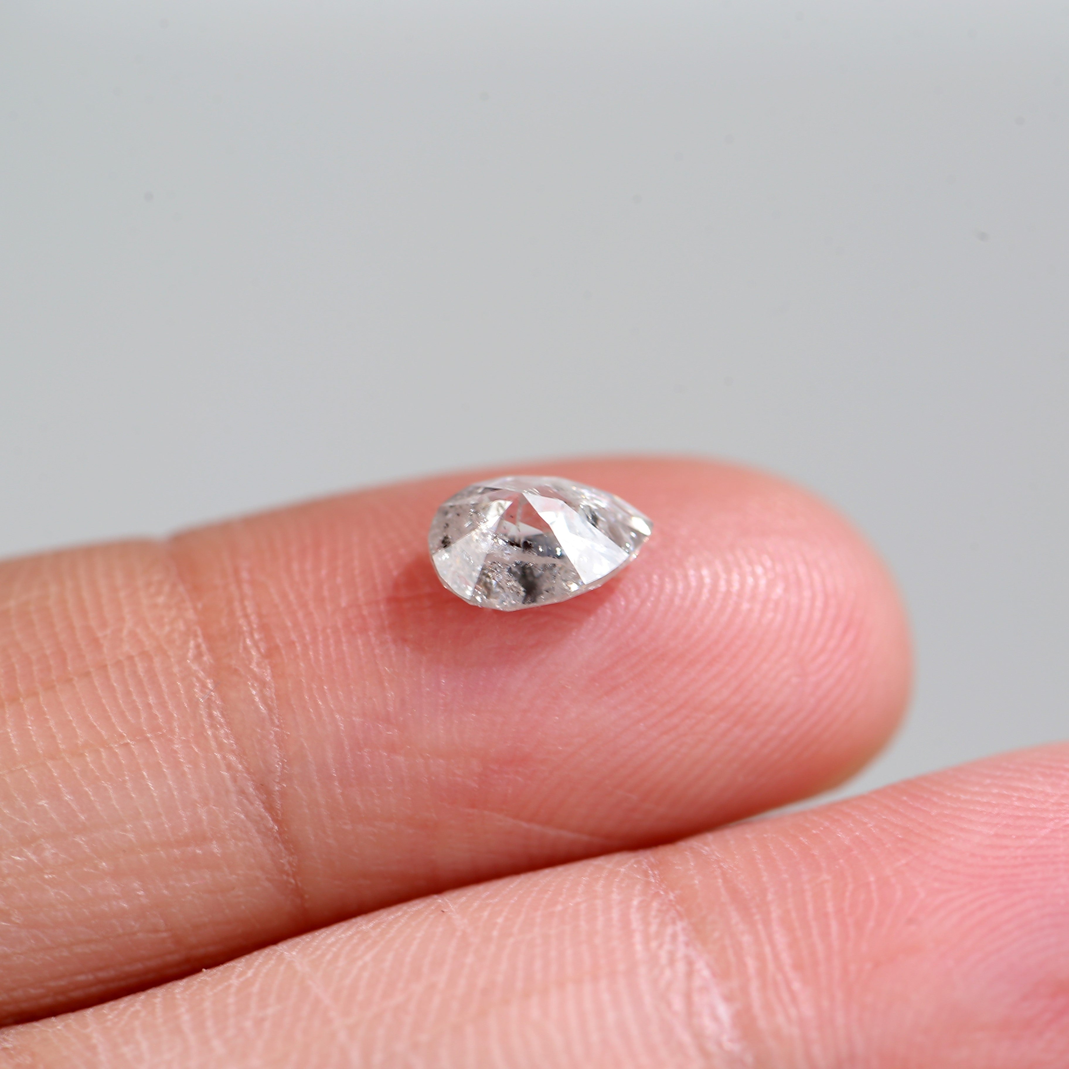 0.92 Carat Natural Salt And Pepper Diamond Pear Icy Grey Diamond