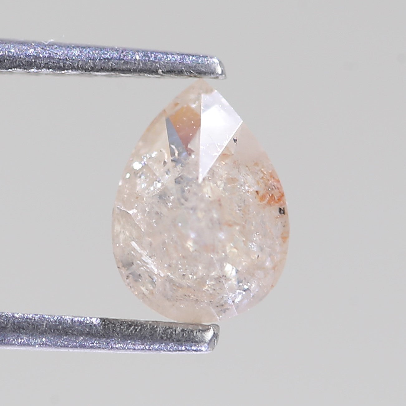 1.12 Carat Natural Pear Light Peach Salt And Pepper Diamond 7.31 MM
