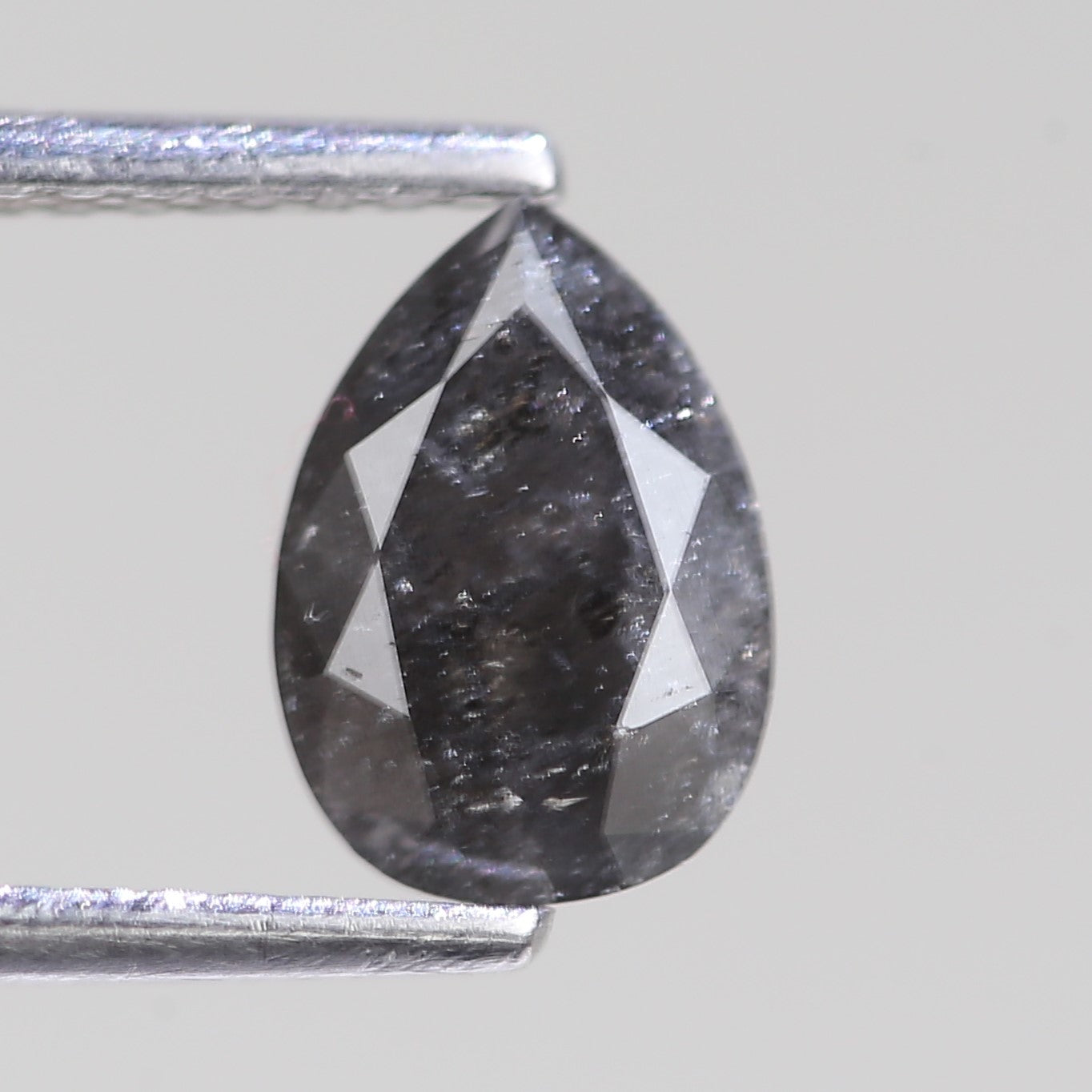0.99 Carat Natural Pear Gray Black Salt And Pepper Diamond 8 MM