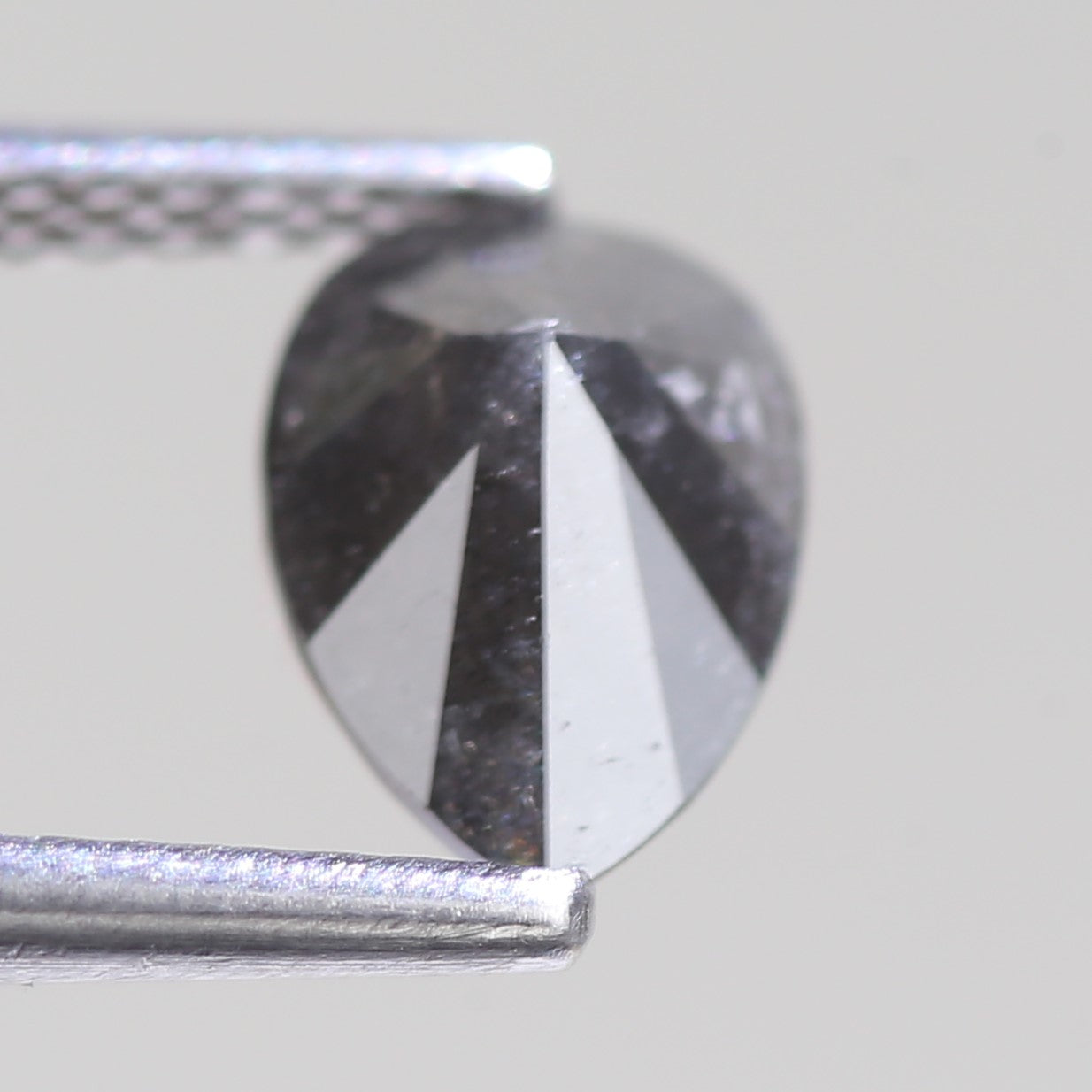 0.99 Carat Natural Pear Gray Black Salt And Pepper Diamond 8 MM