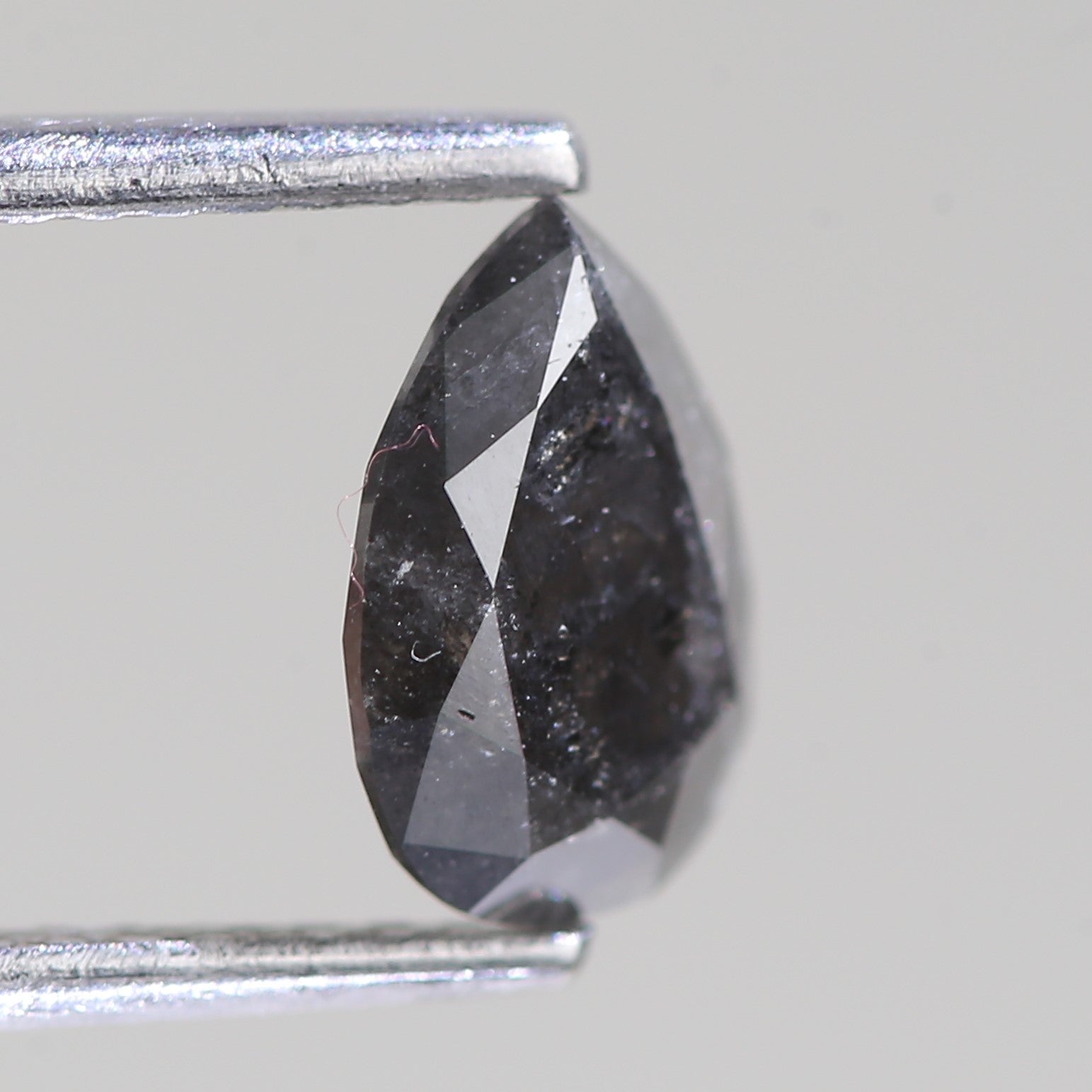 0.99 Carat Natural Pear Gray Black Salt And Pepper Diamond 8 MM