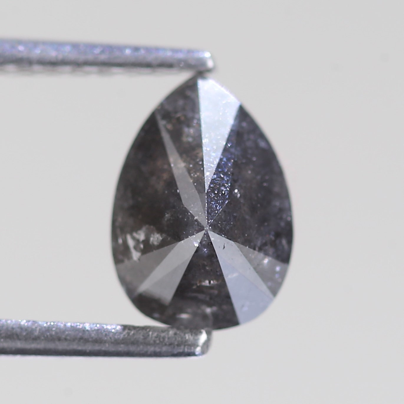 0.99 Carat Natural Pear Gray Black Salt And Pepper Diamond 8 MM