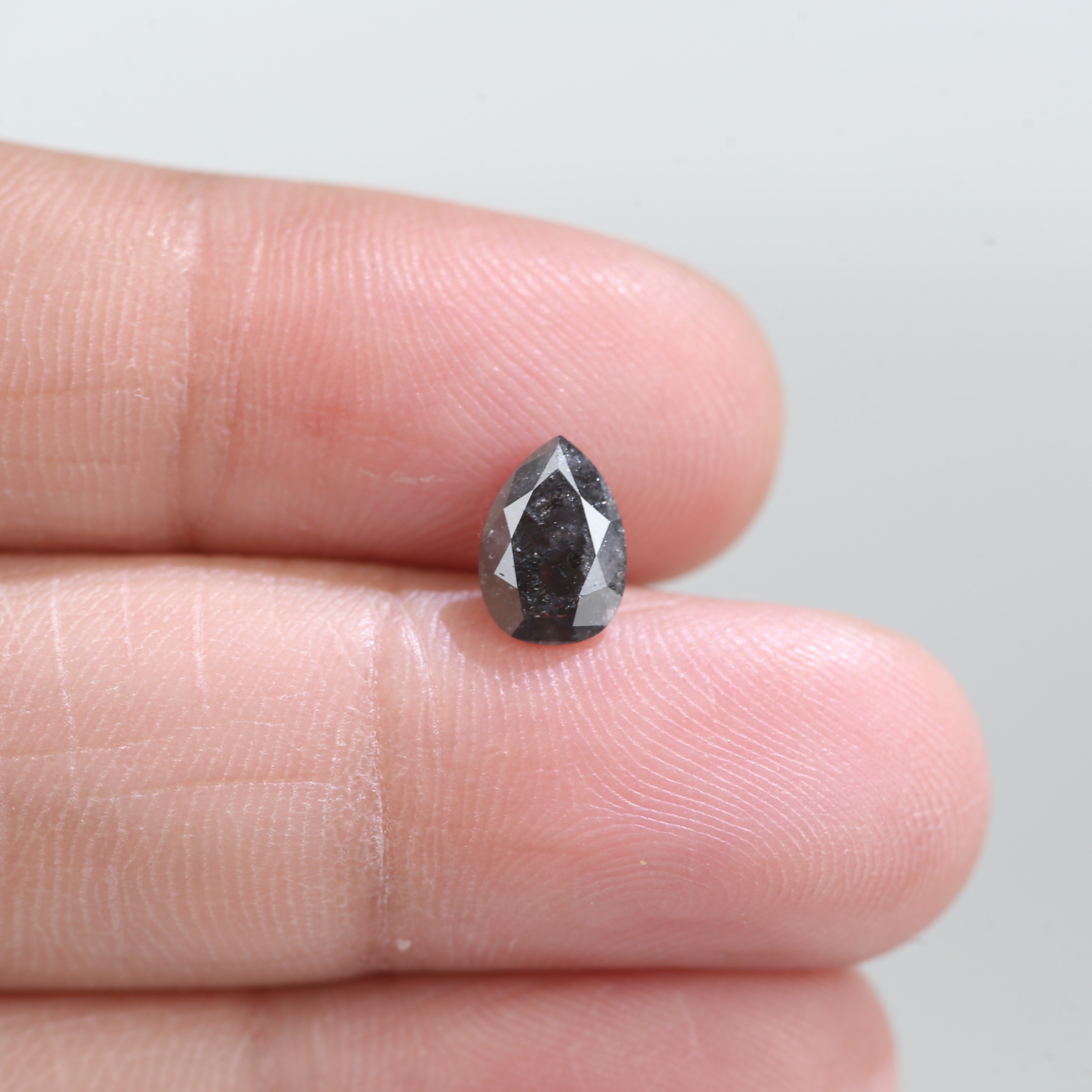 0.99 Carat Natural Pear Gray Black Salt And Pepper Diamond 8 MM