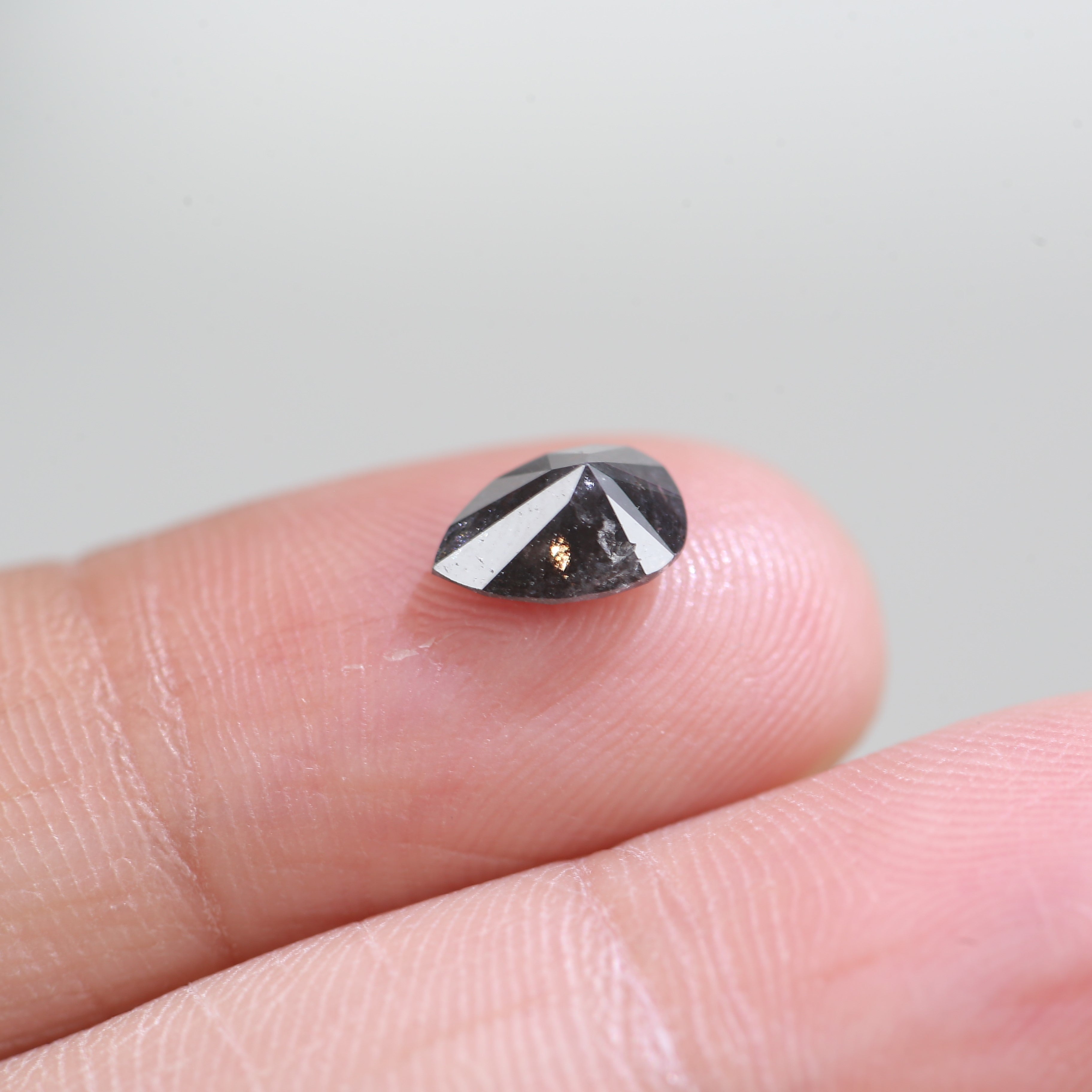 0.99 Carat Natural Pear Gray Black Salt And Pepper Diamond 8 MM
