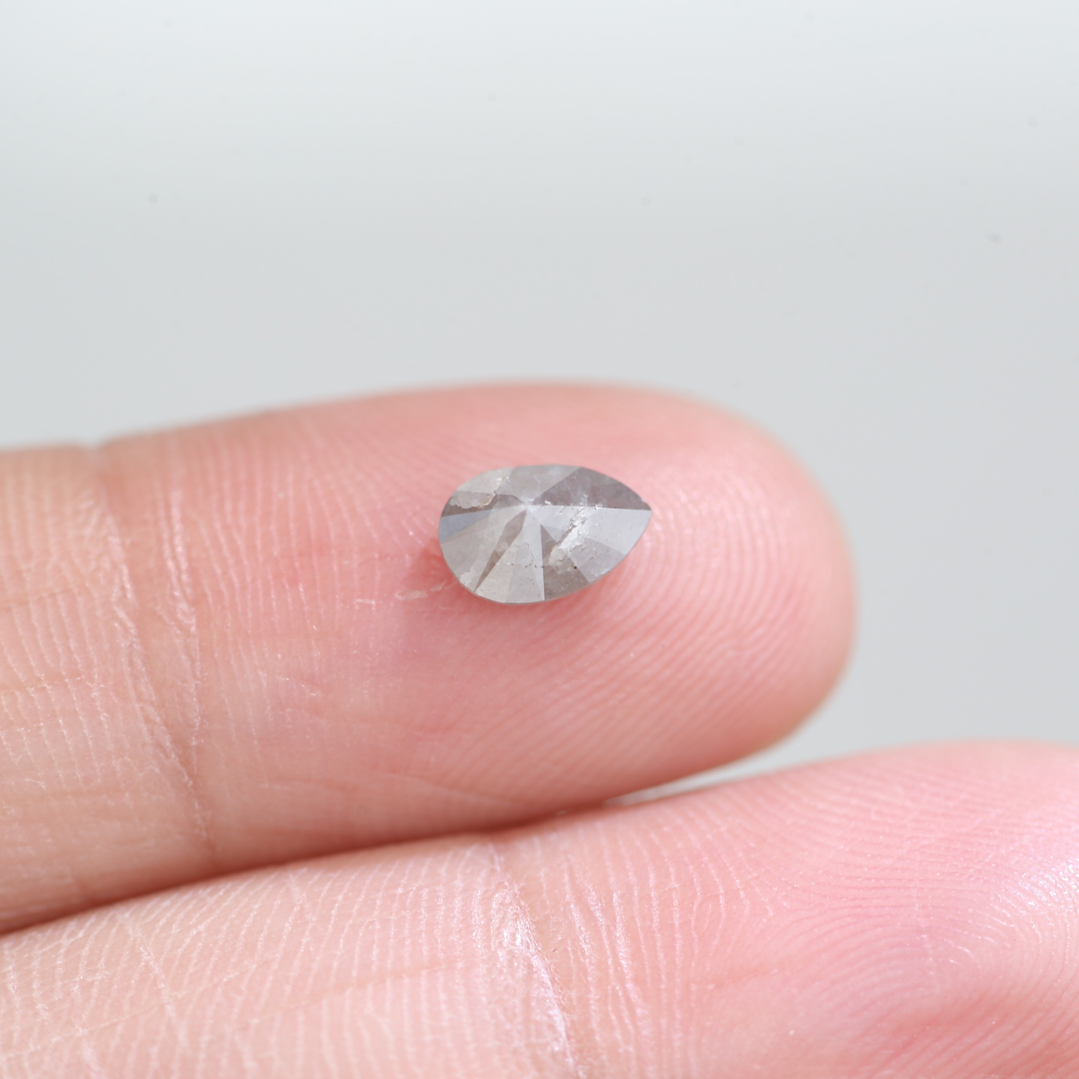 0.64 Carat Natural Pear Cut Gray Salt And Pepper Diamond 7 MM