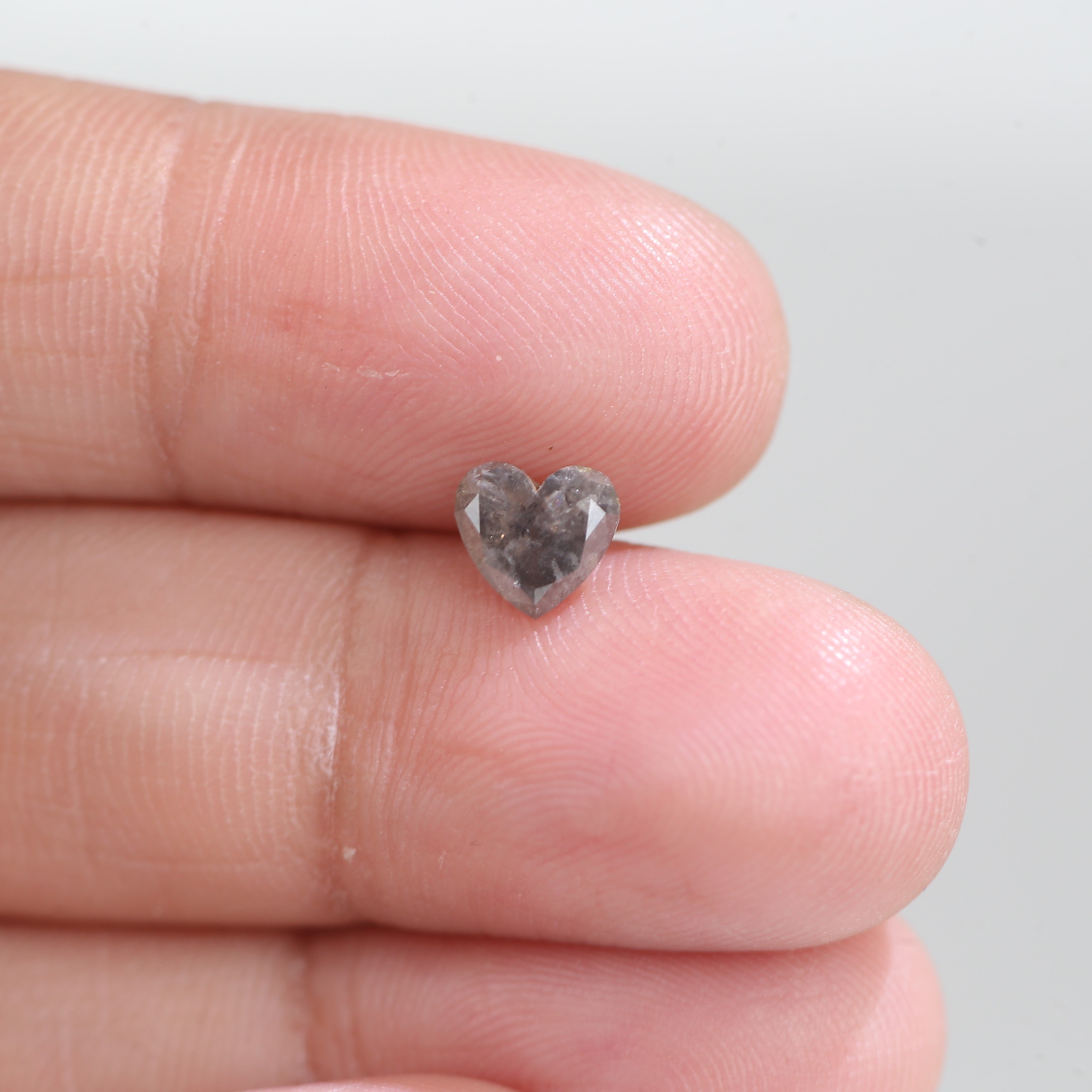 0.74 Carat Natural Salt And Pepper Heart Cut Grey Diamond 5.74 MM