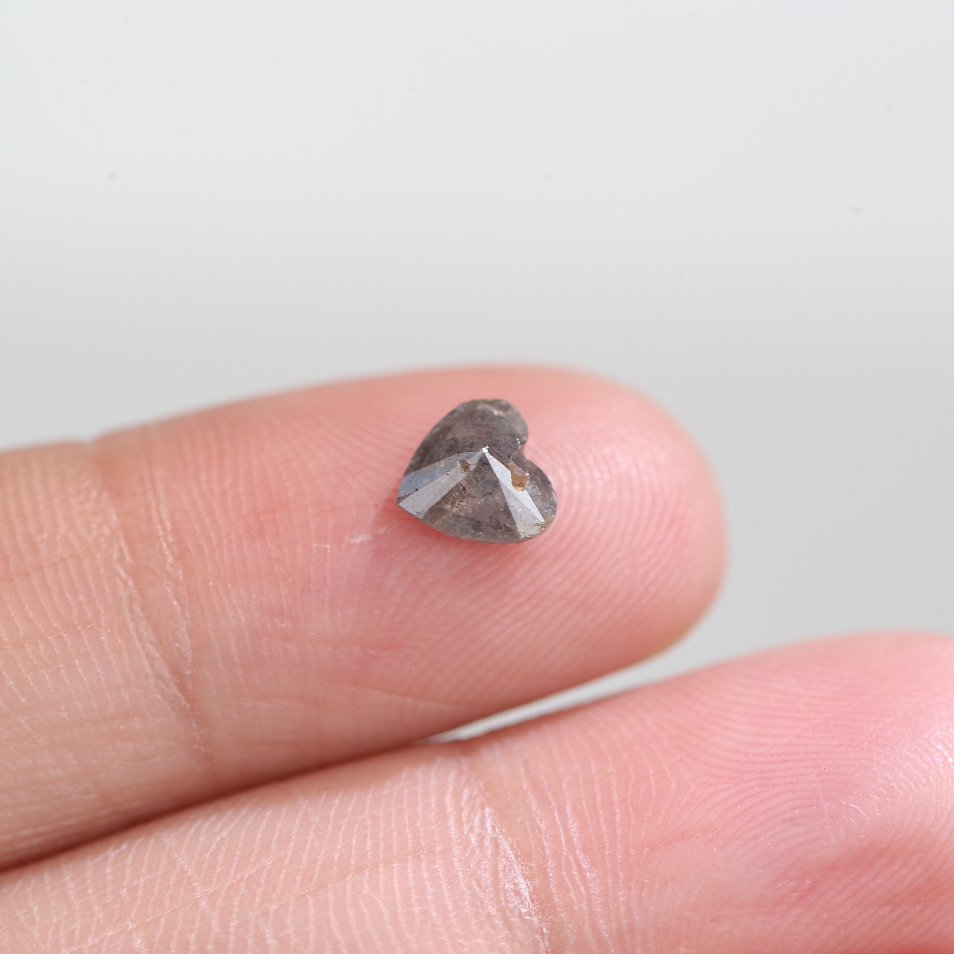 0.74 Carat Natural Salt And Pepper Heart Cut Grey Diamond 5.74 MM