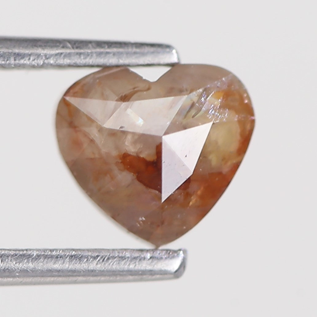 0.66 Carat Natural Orange Salt And Pepper Heart Cut Diamond 5.26 MM
