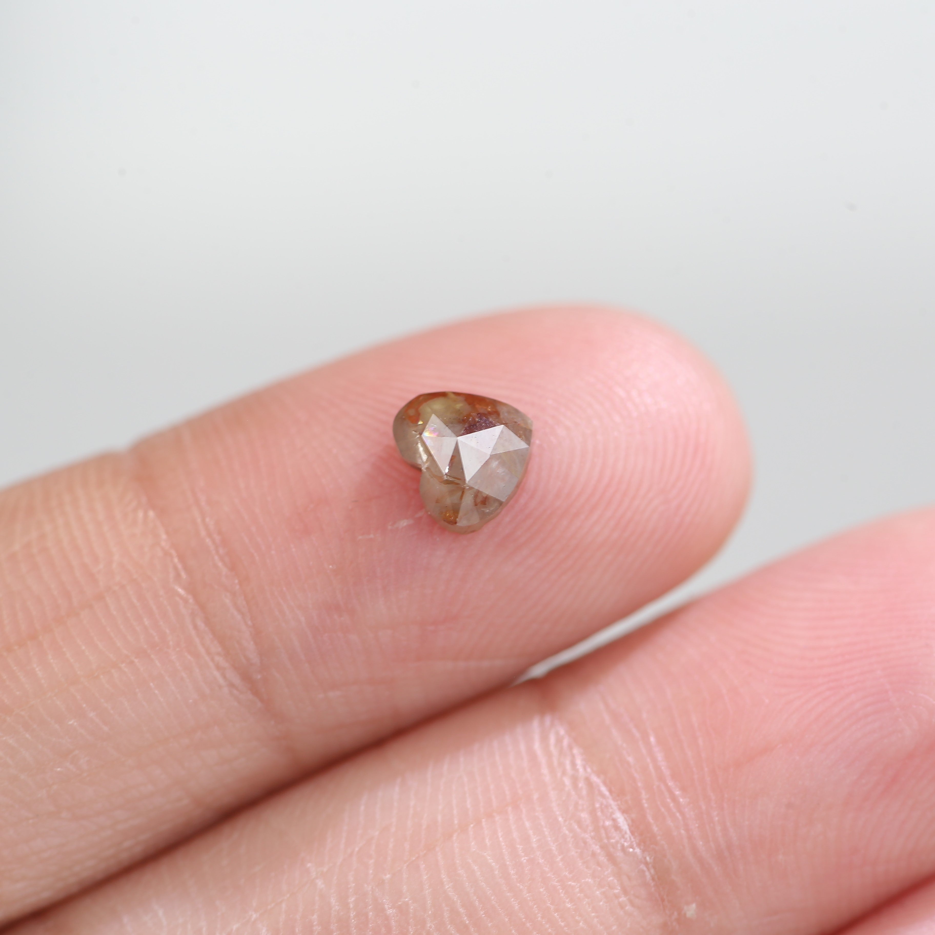 0.66 Carat Natural Orange Salt And Pepper Heart Cut Diamond 5.26 MM