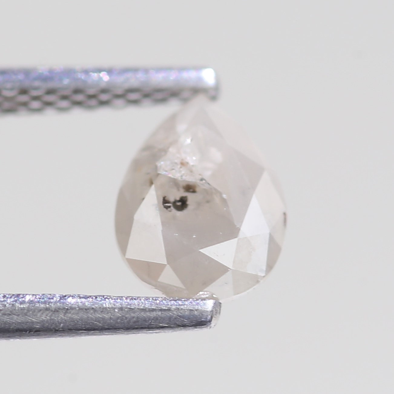 0.76 Carat Natural Icy Grey Pear Salt And Pepper Diamond 6.82 MM