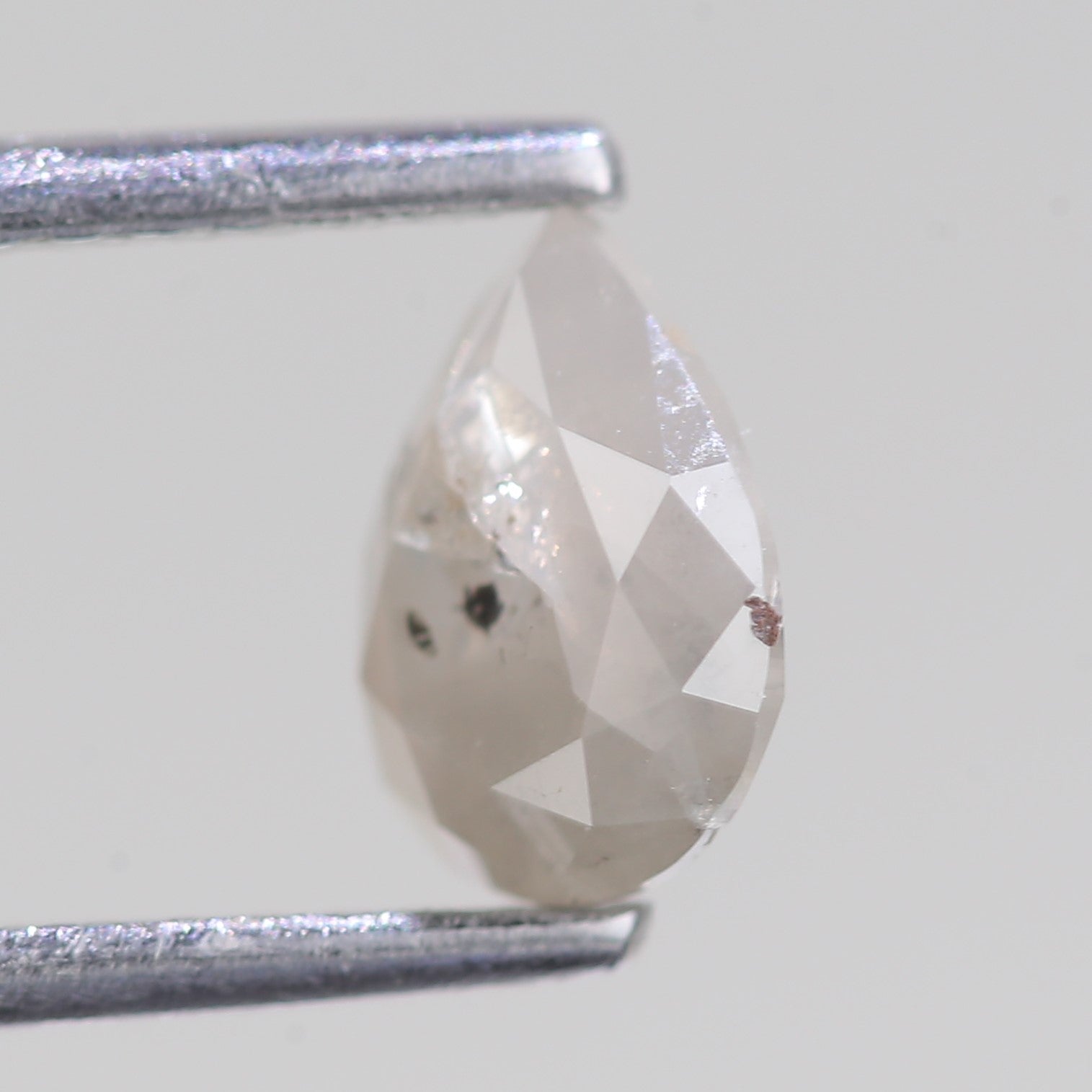 0.76 Carat Natural Icy Grey Pear Salt And Pepper Diamond 6.82 MM