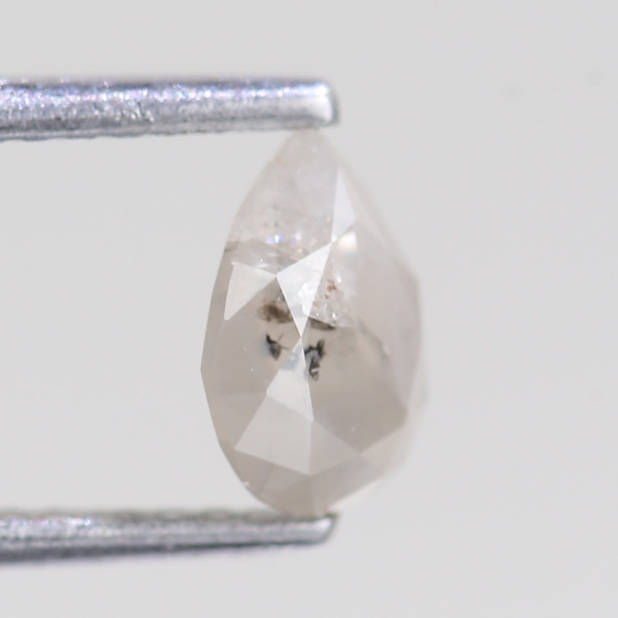 0.76 Carat Natural Icy Grey Pear Salt And Pepper Diamond 6.82 MM