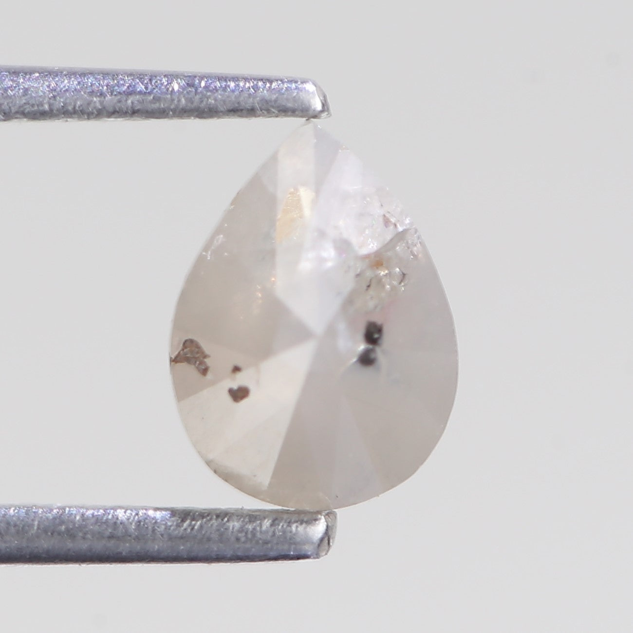 0.76 Carat Natural Icy Grey Pear Salt And Pepper Diamond 6.82 MM