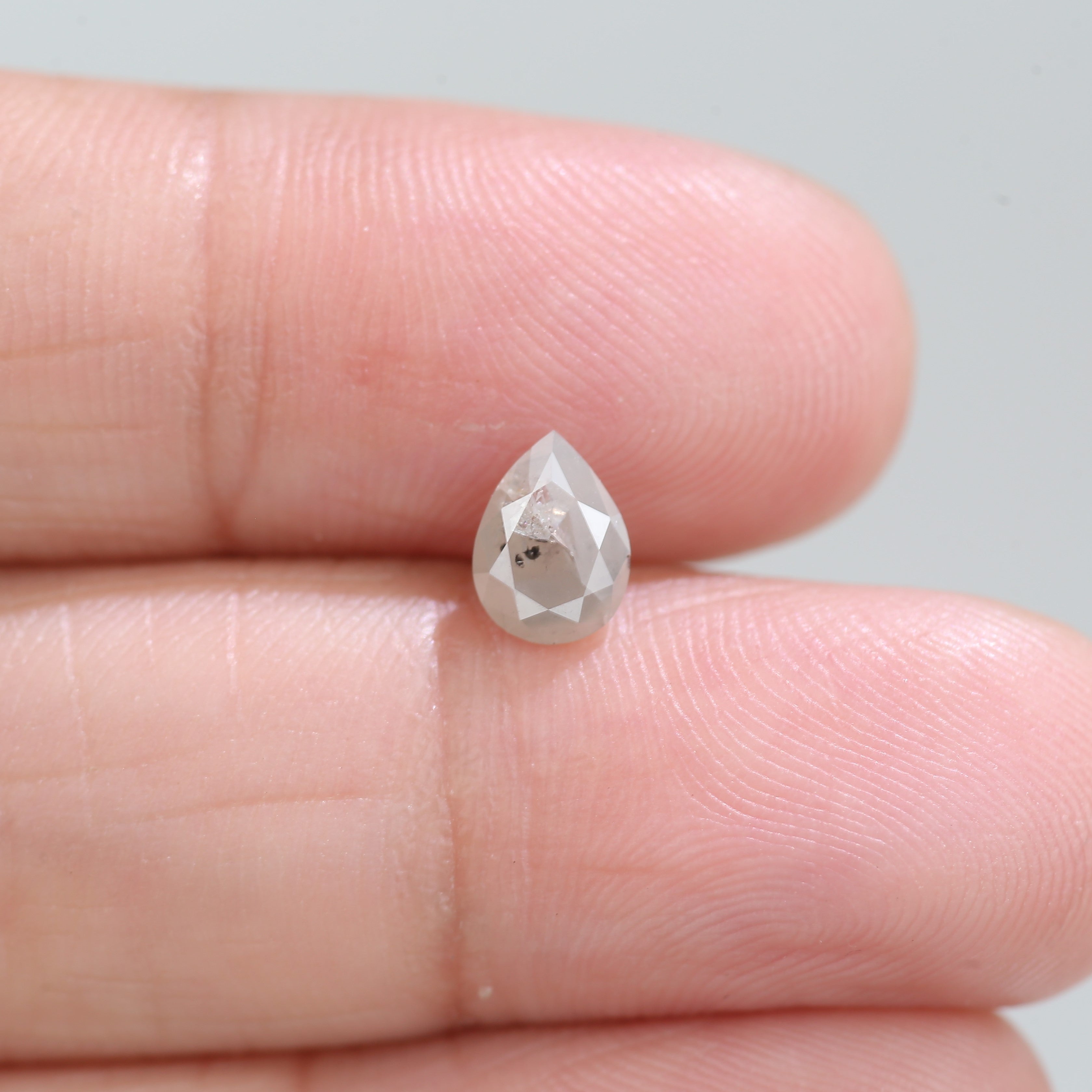 0.76 Carat Natural Icy Grey Pear Salt And Pepper Diamond 6.82 MM