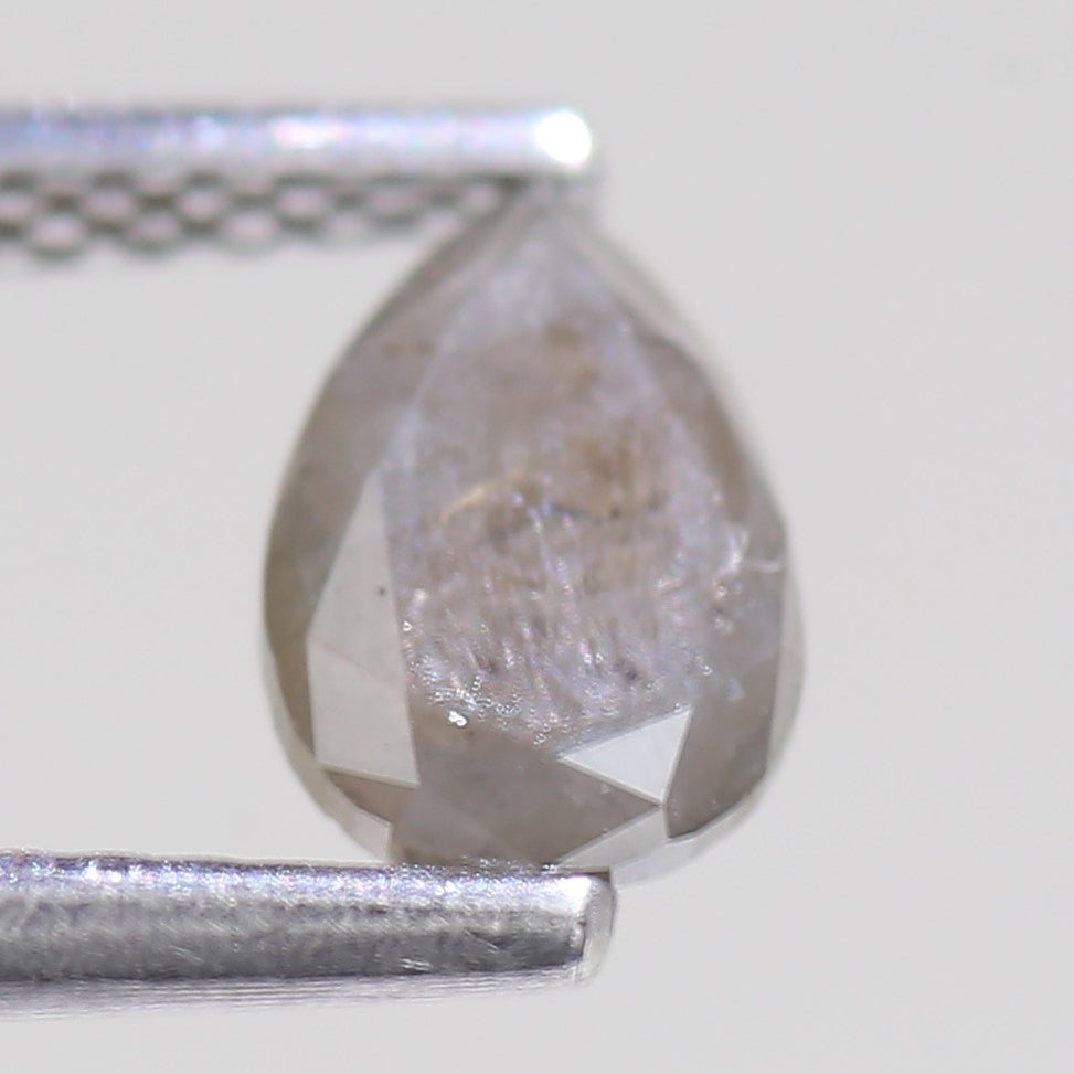 0.69 Carat Natural Grey Pear Cut Salt And Pepper Diamond 6.83 MM