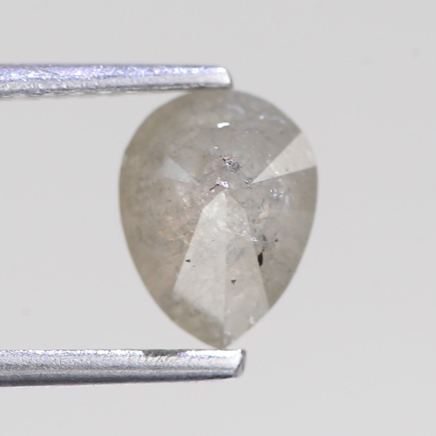1.22 Carat Natural Icy Gray Pear Salt And Pepper Diamond 7.58 MM