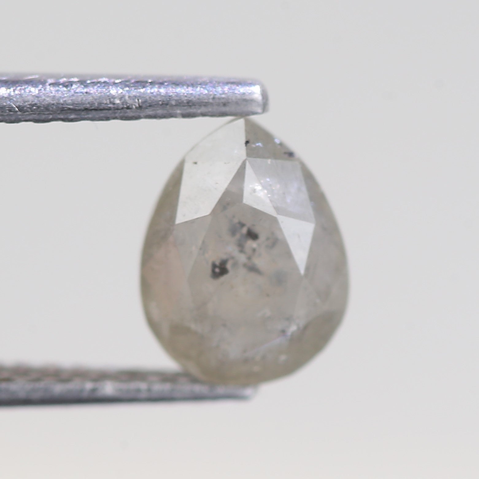 1.22 Carat Natural Icy Gray Pear Salt And Pepper Diamond 7.58 MM