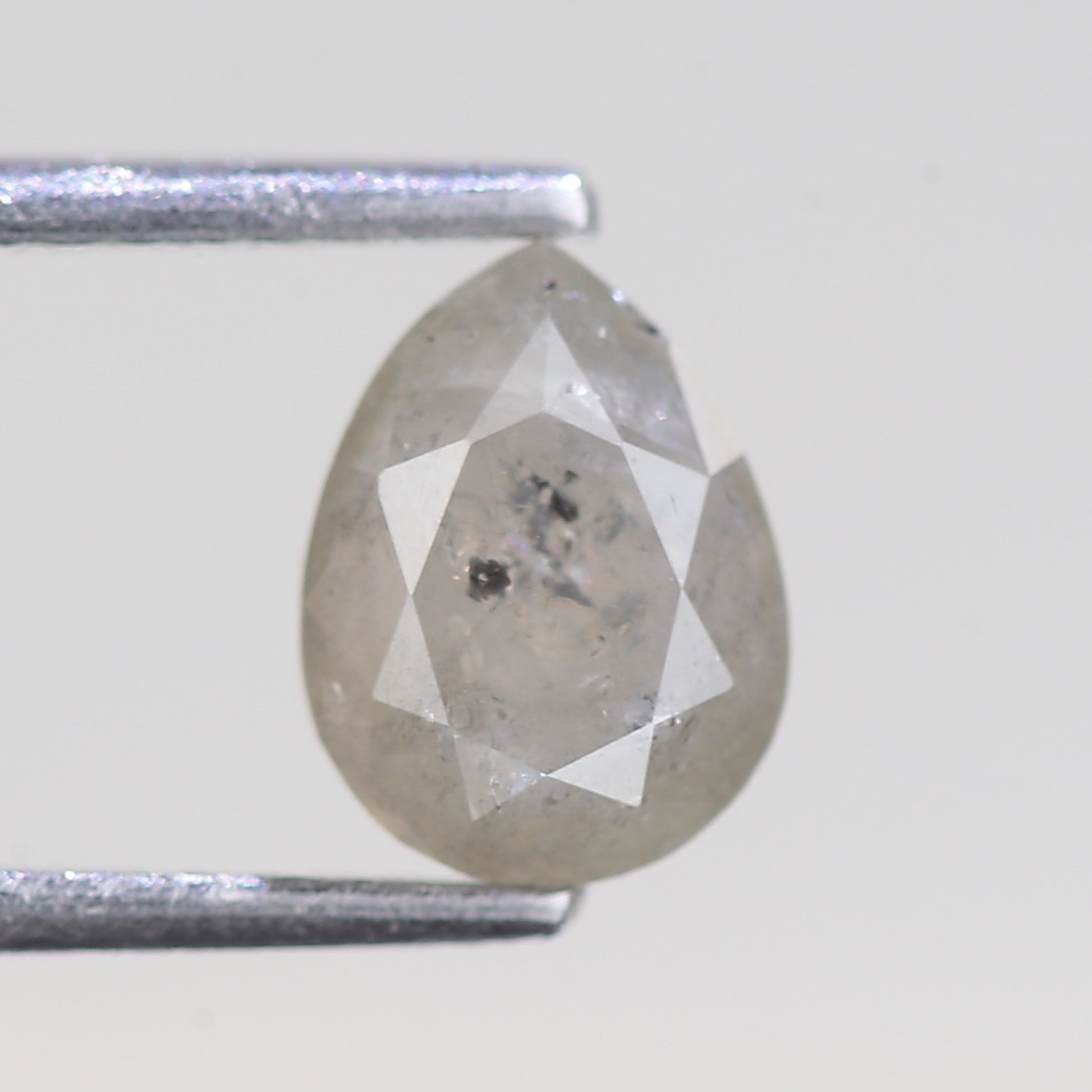1.22 Carat Natural Icy Gray Pear Salt And Pepper Diamond 7.58 MM