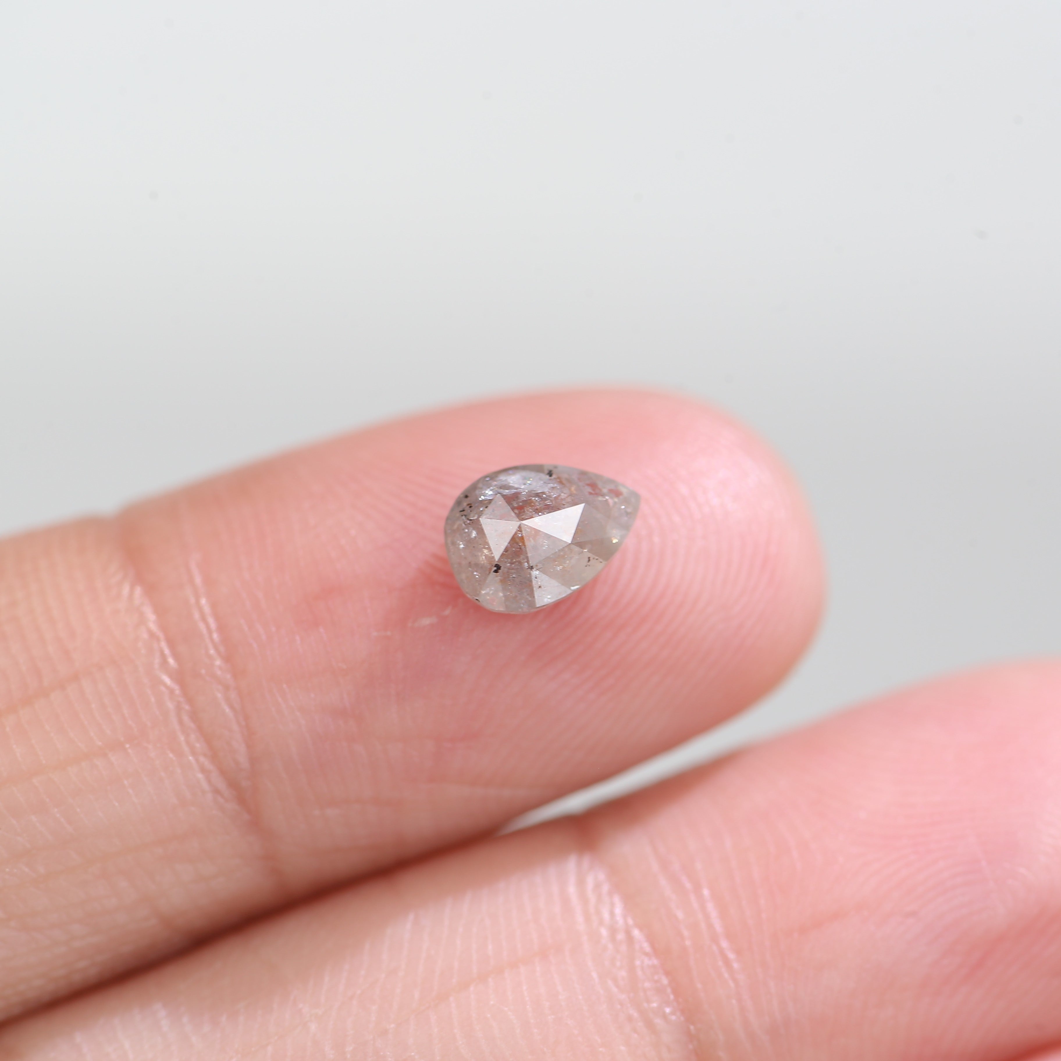 0.86 Carat Natural Peach Gray Pear Cut Salt And Pepper Diamond 6.93 MM