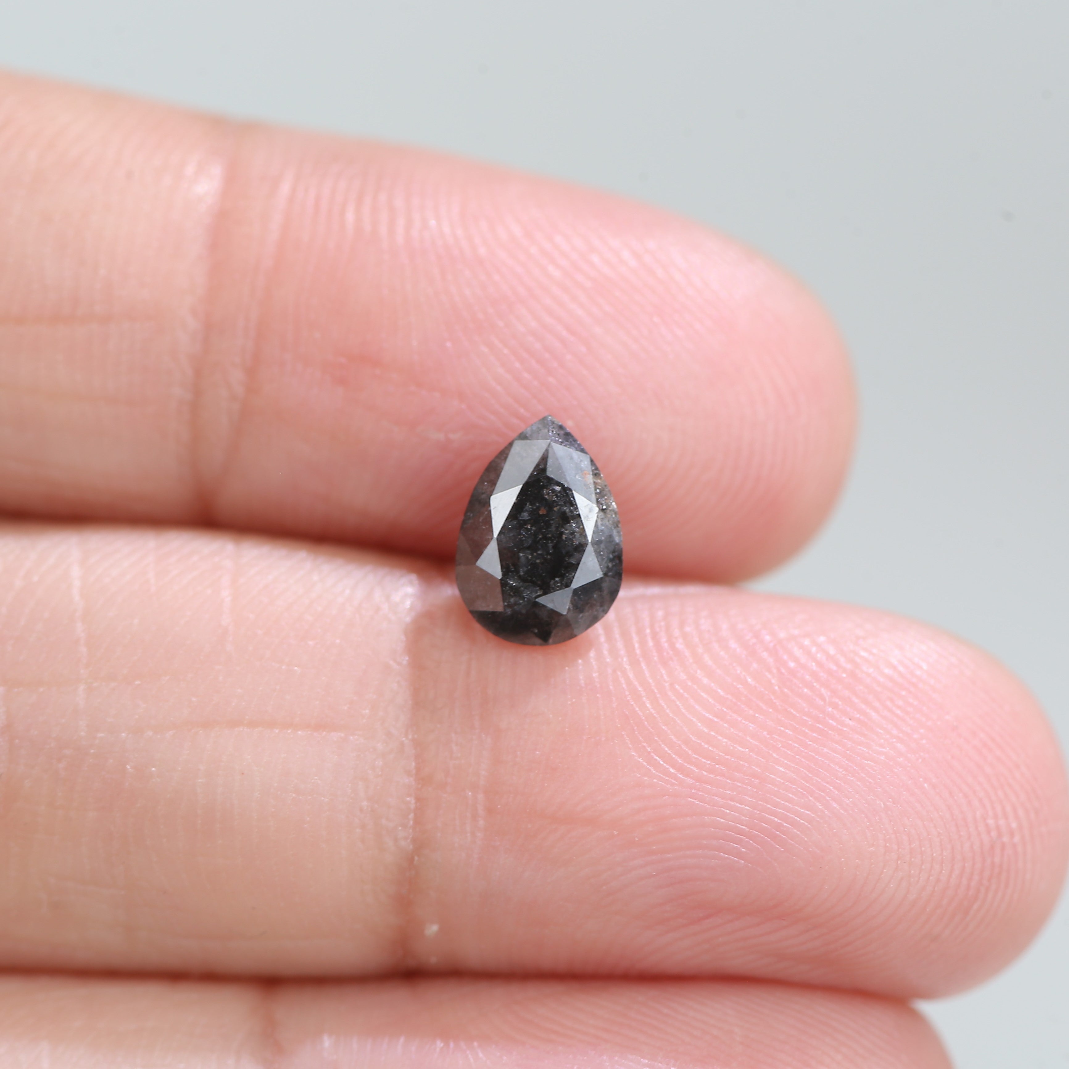 1.13 Carat Natural Pear Cut Black Salt And Pepper Diamond 7.95 MM