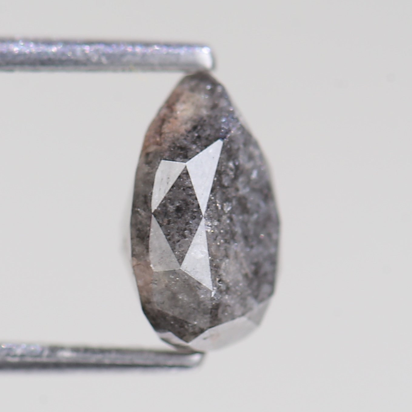 1.59 Carat Natural Gray Pear Cut Salt And Pepper Diamond 8.40 MM