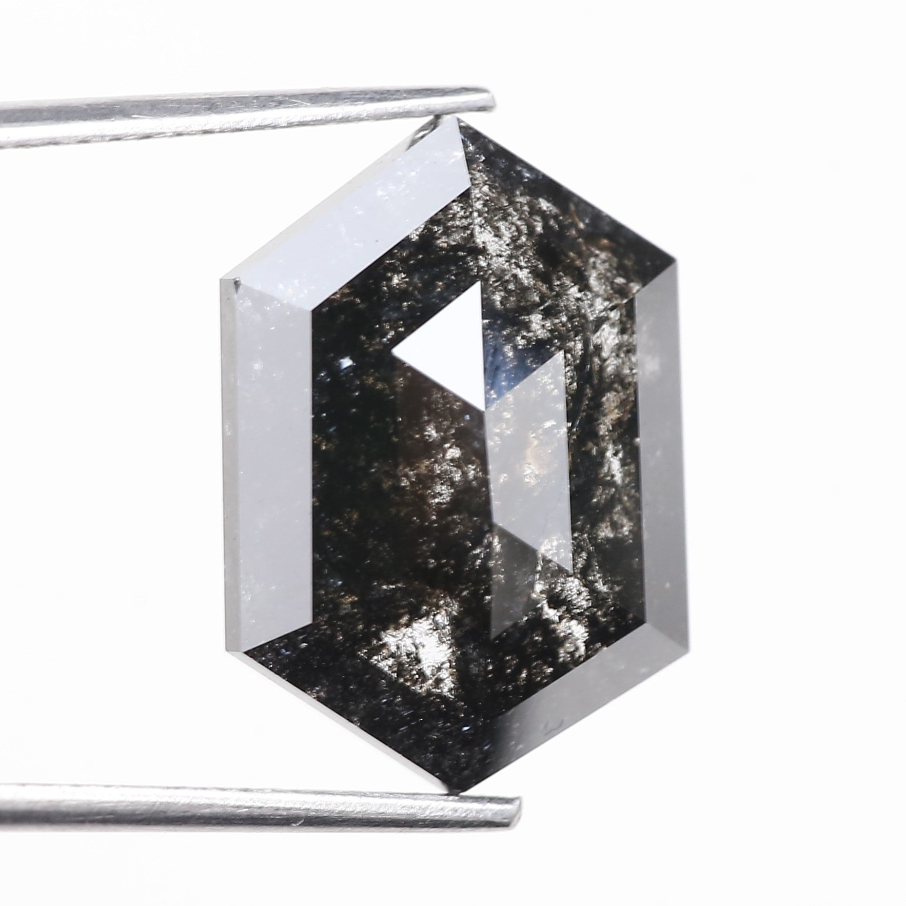 9.84 Carat Natural Hexagon Salt and Pepper Diamond 16.80 MM
