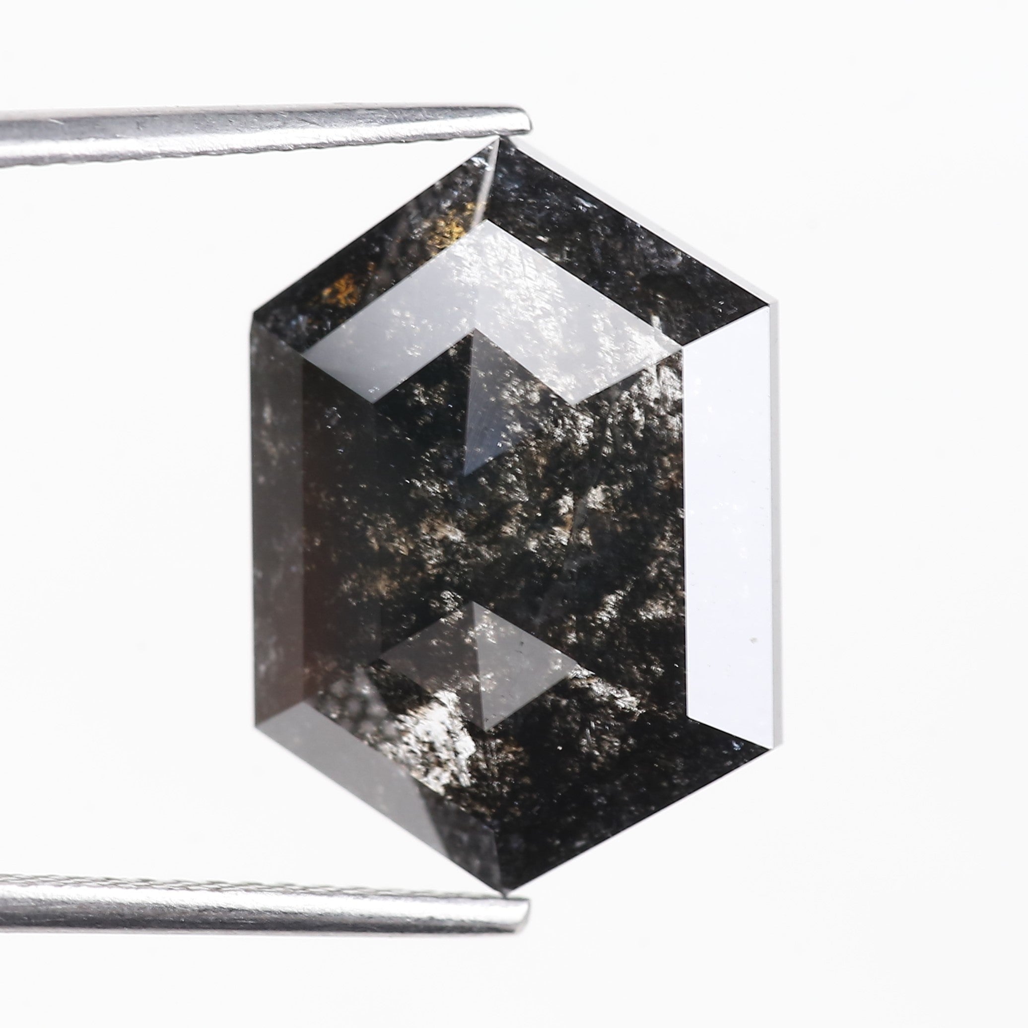 9.84 Carat Natural Hexagon Salt and Pepper Diamond 16.80 MM