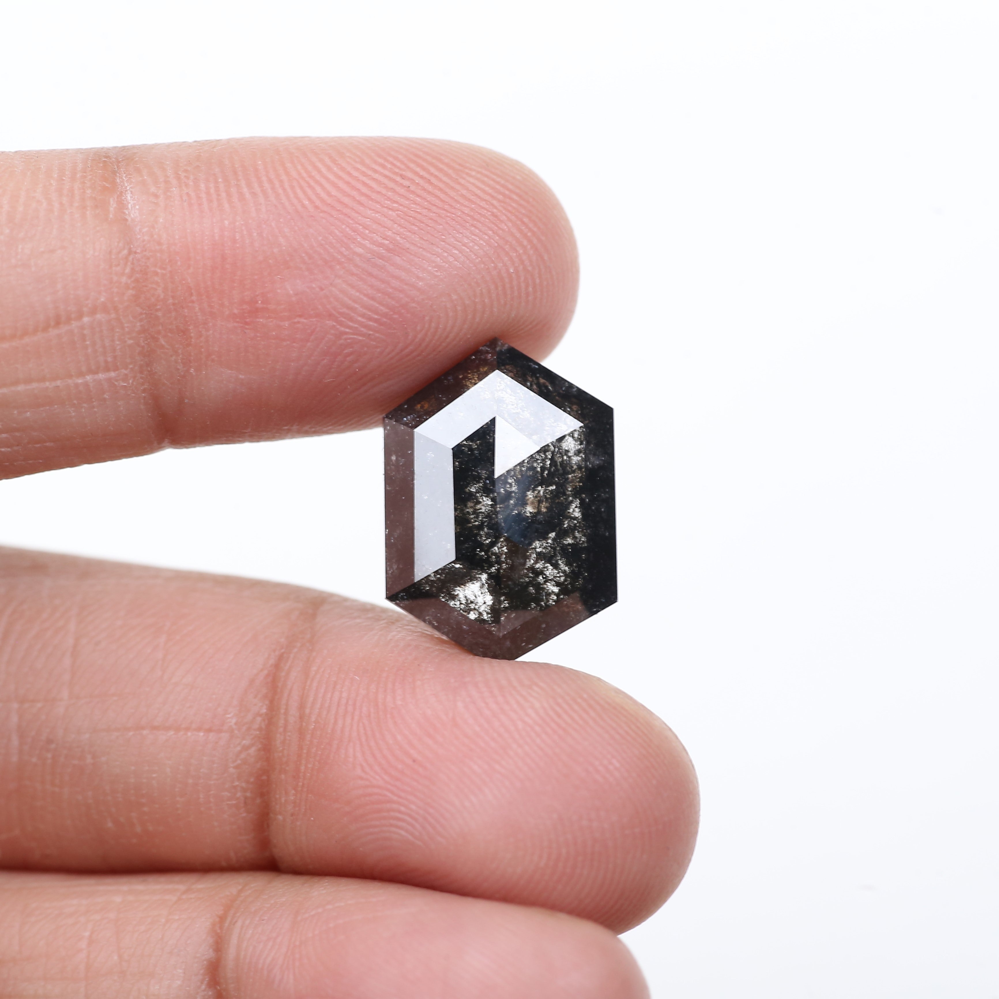 9.84 Carat Natural Hexagon Salt and Pepper Diamond 16.80 MM