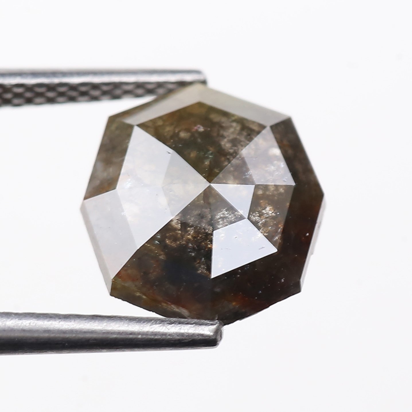 2.01 Carat Natural Gray Hexagon Cut Salt And Pepper Diamond 9.80 MM
