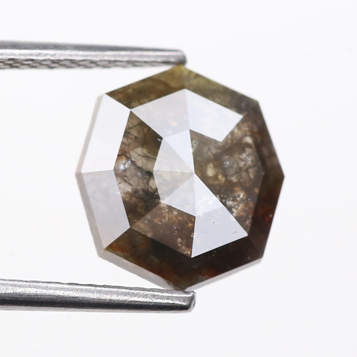 2.01 Carat Natural Gray Hexagon Cut Salt And Pepper Diamond 9.80 MM