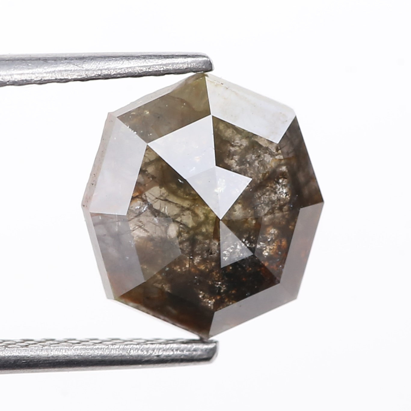 2.01 Carat Natural Gray Hexagon Cut Salt And Pepper Diamond 9.80 MM